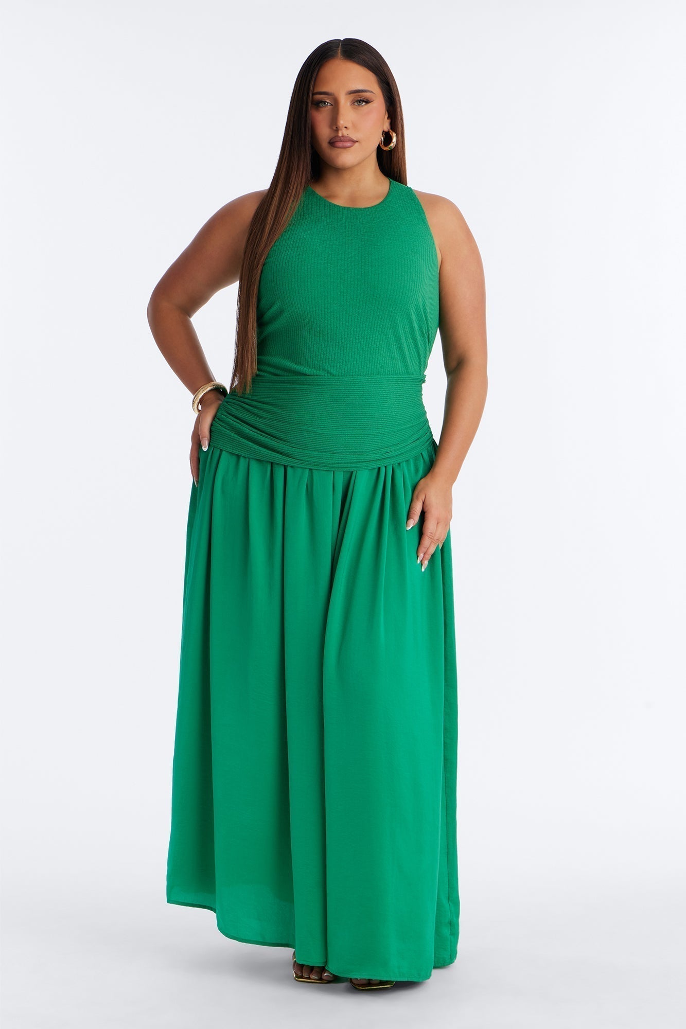 Soho Sleeveless Ribbed Maxi Dress - Kelly Green