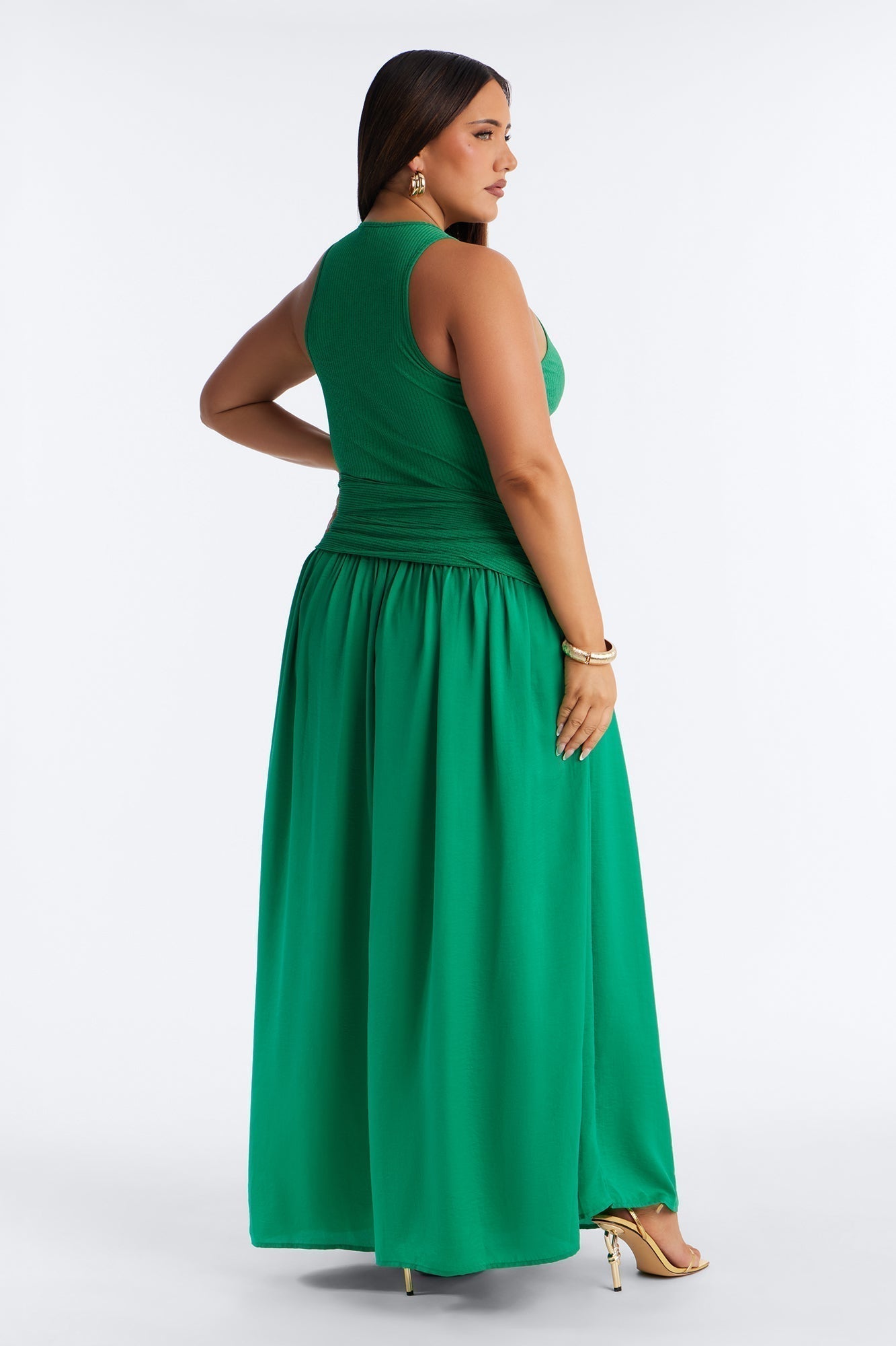 Soho Sleeveless Ribbed Maxi Dress - Kelly Green