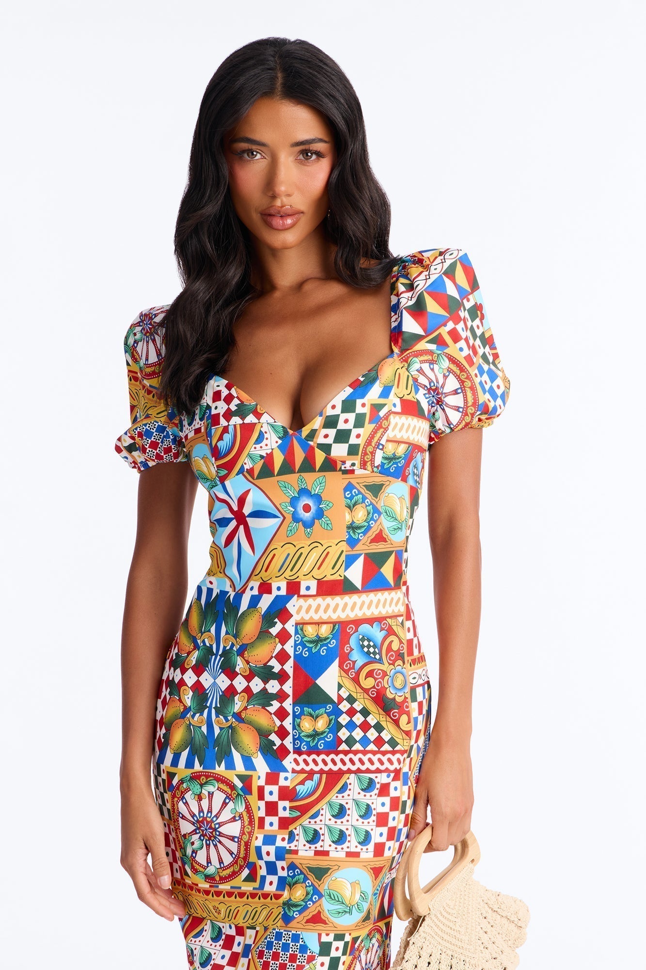 European Dream Off Shoulder Midi Dress - Multi Color