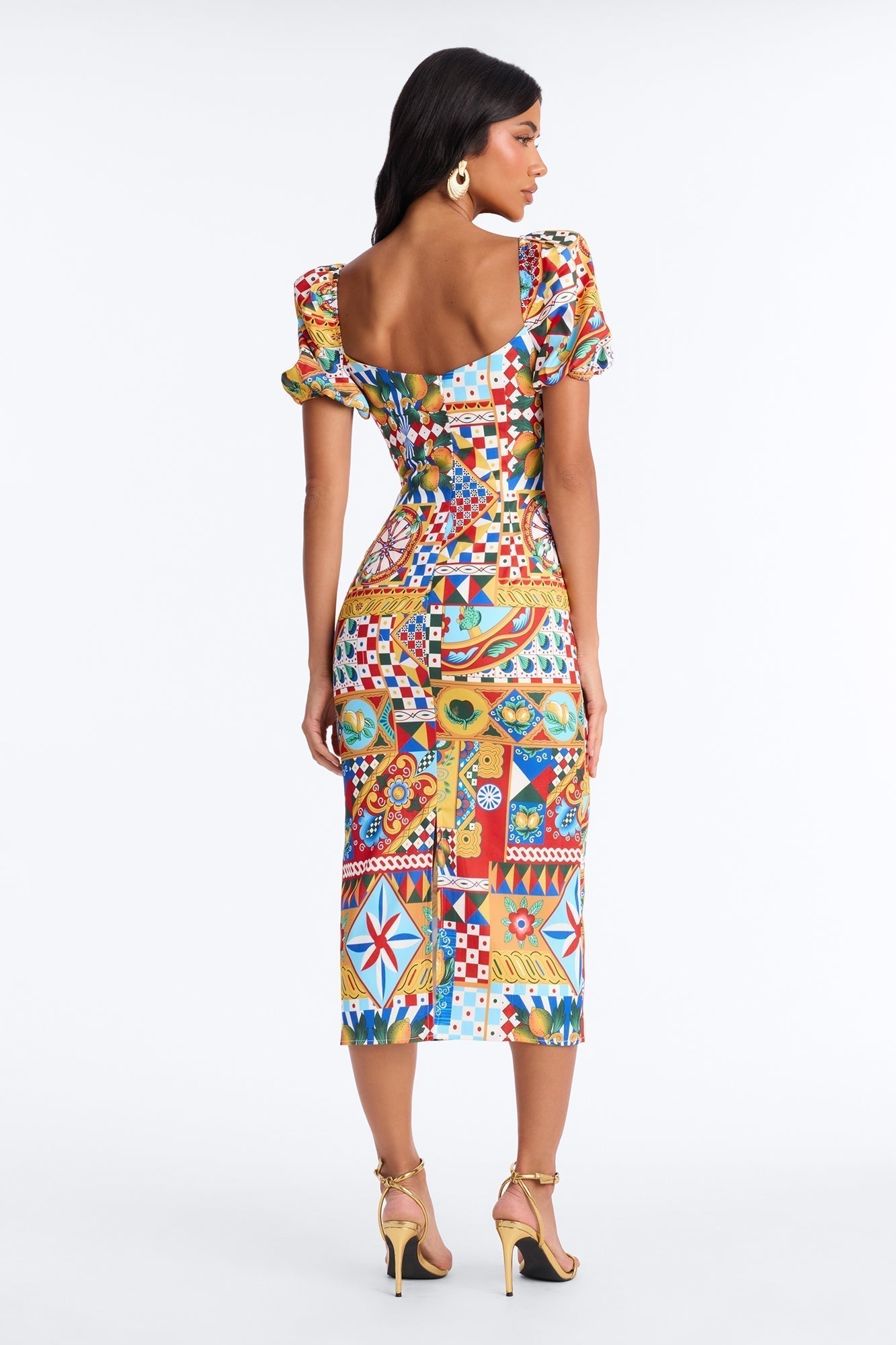 European Dream Off Shoulder Midi Dress - Multi Color