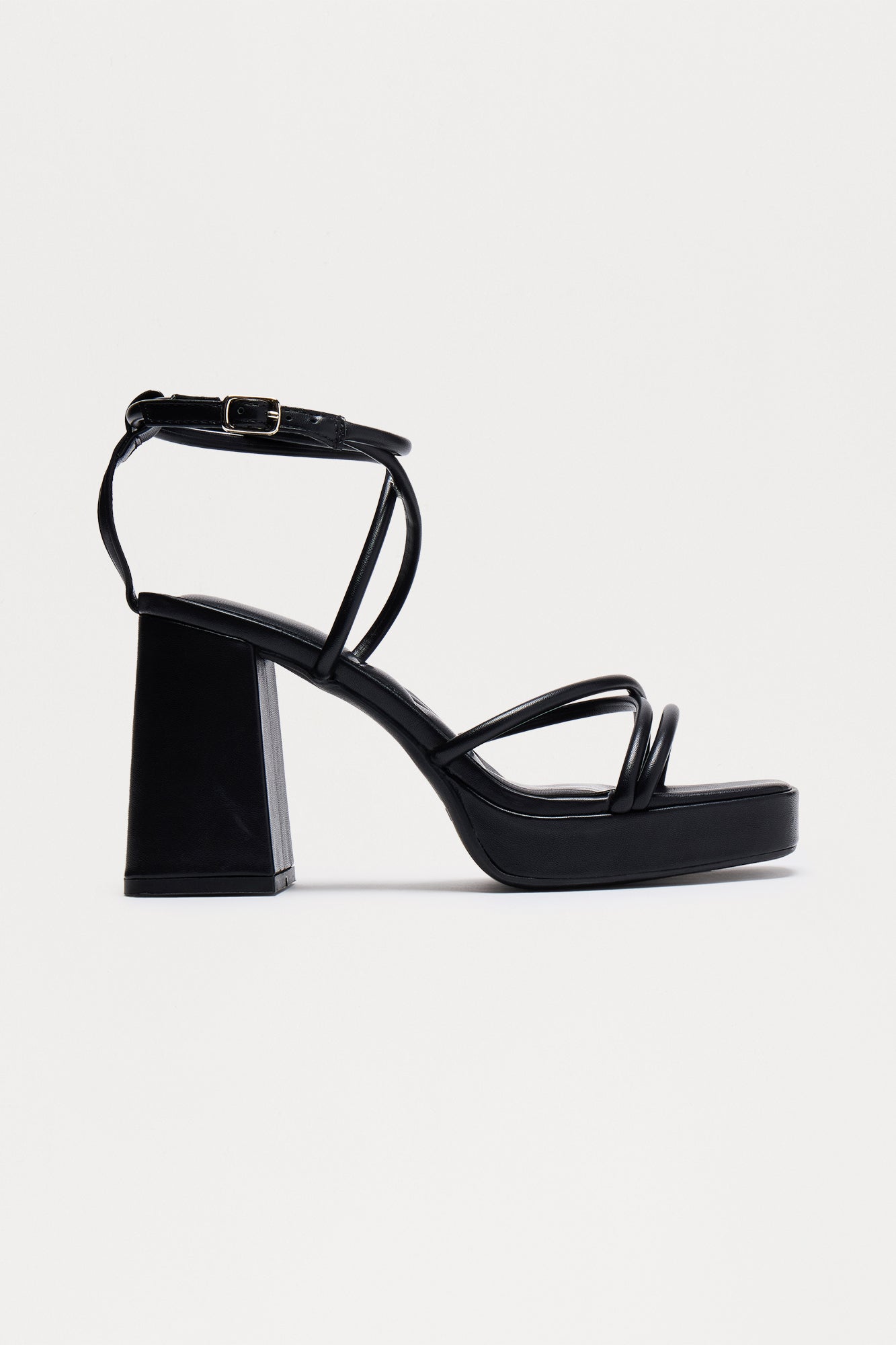 Aggie Faux Leather Block Heels - Black