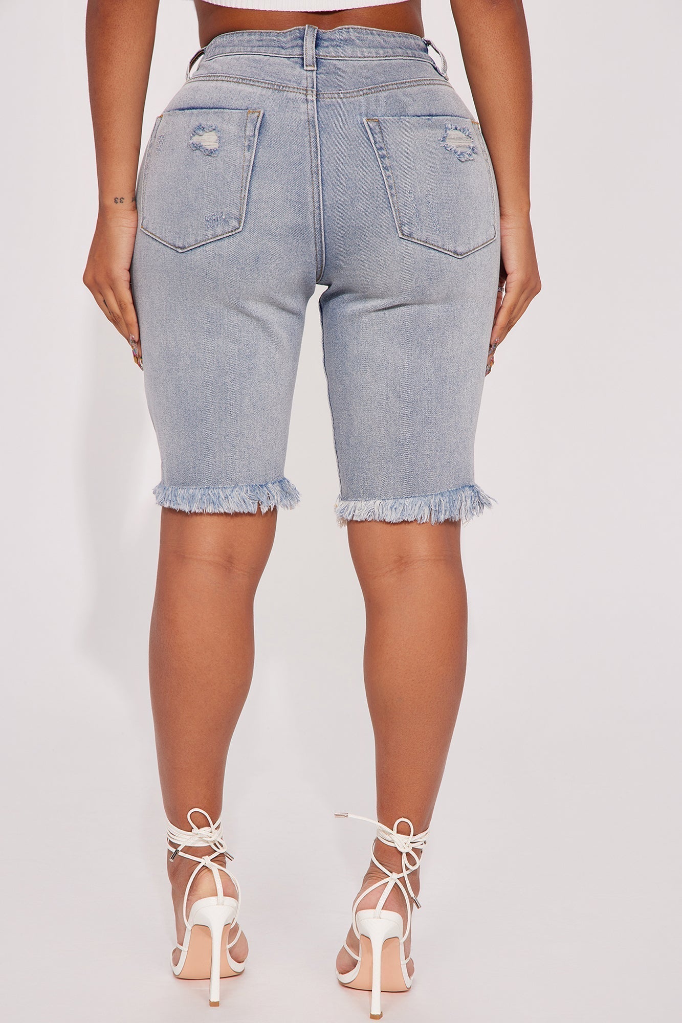 Change Your Mind Stretch Denim Bermuda Shorts - Light Wash