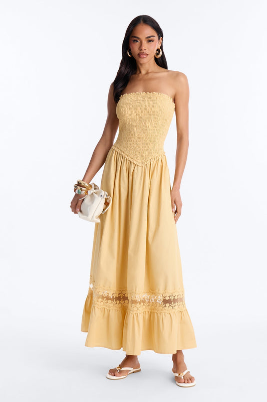 Keira Strapless Maxi Dress - Butter Yellow