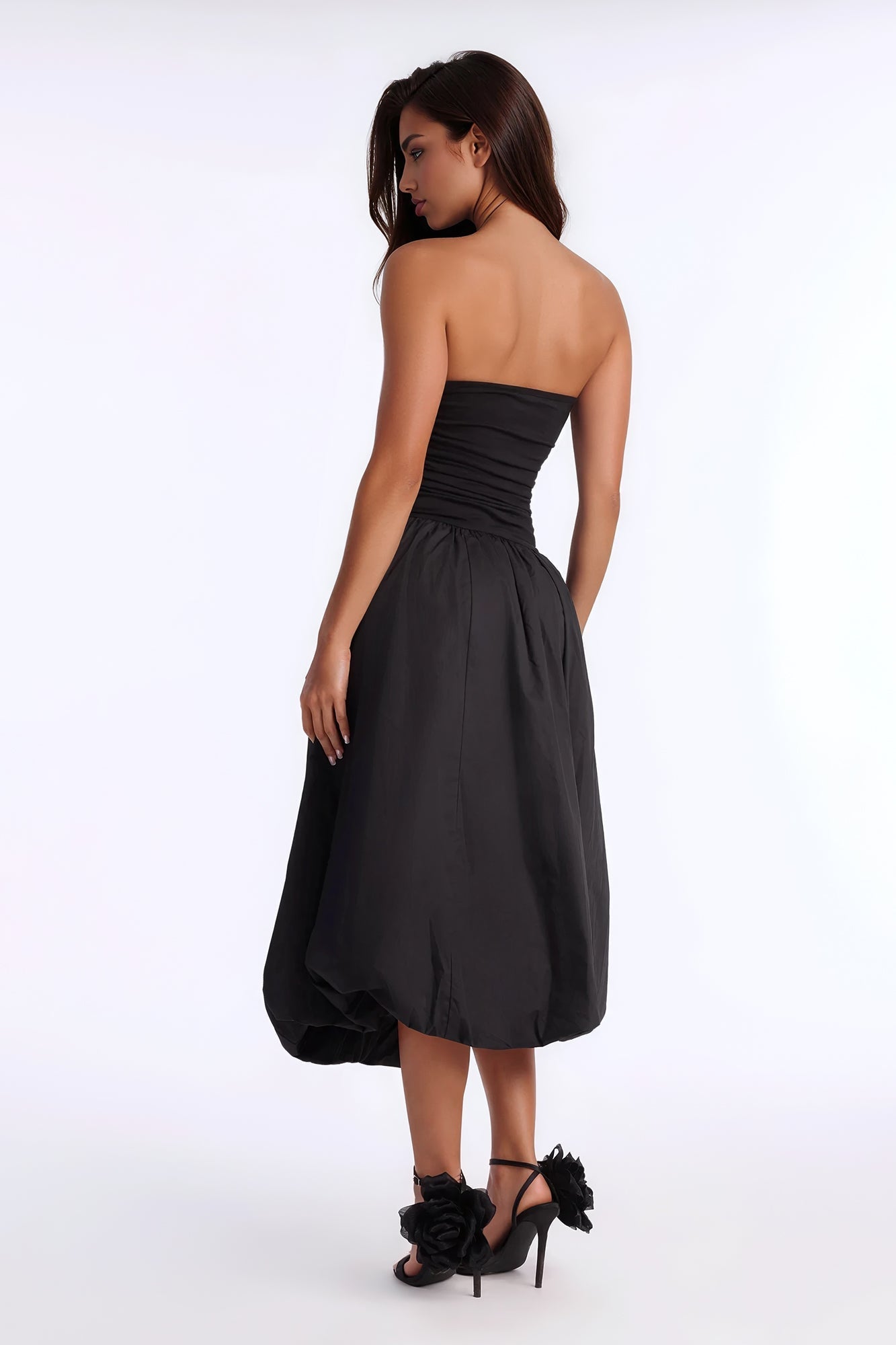 Rowin Bubble Midi Dress - Black