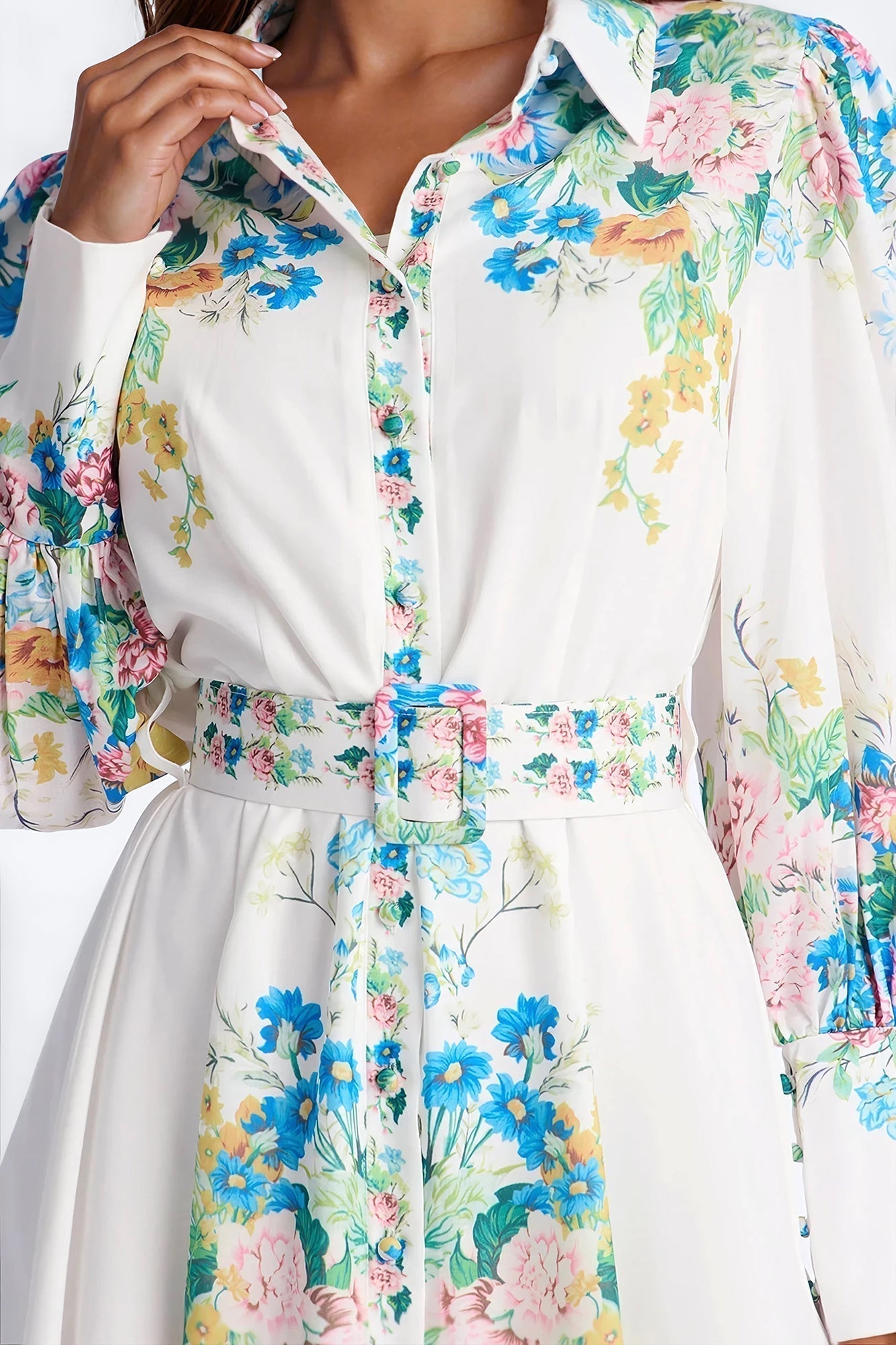 Izzy Floral Midi Dress - White/combo