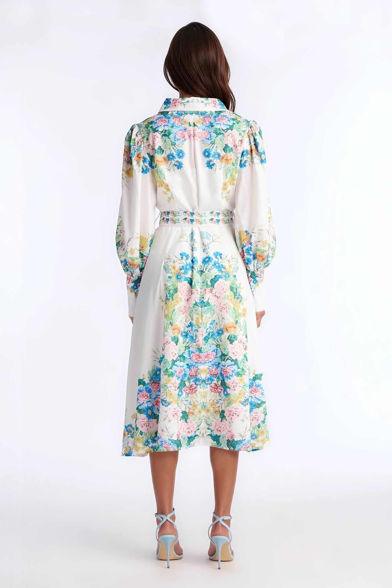 Izzy Floral Midi Dress - White/combo