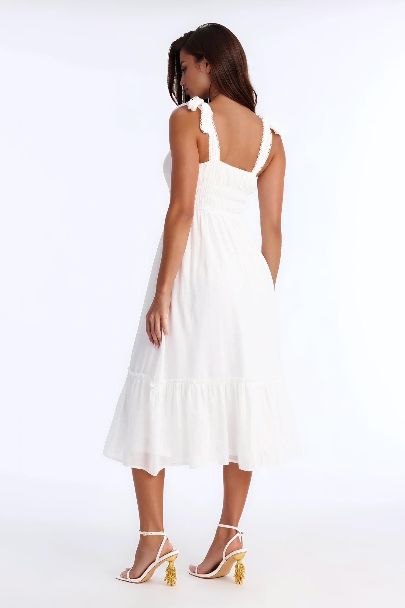Greta Poplin Midi Dress - White