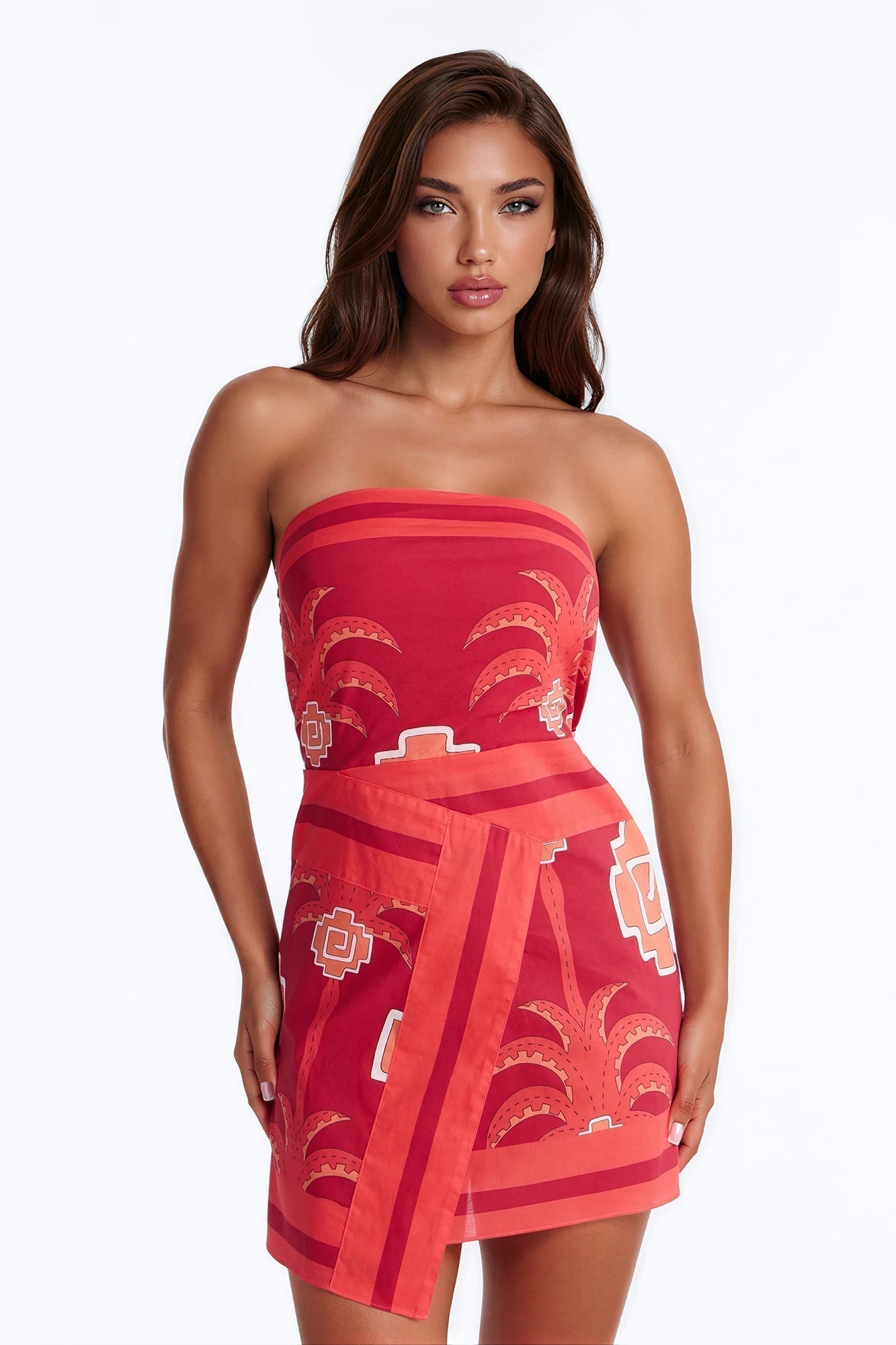 Eileen Wrap Mini Dress - Red
