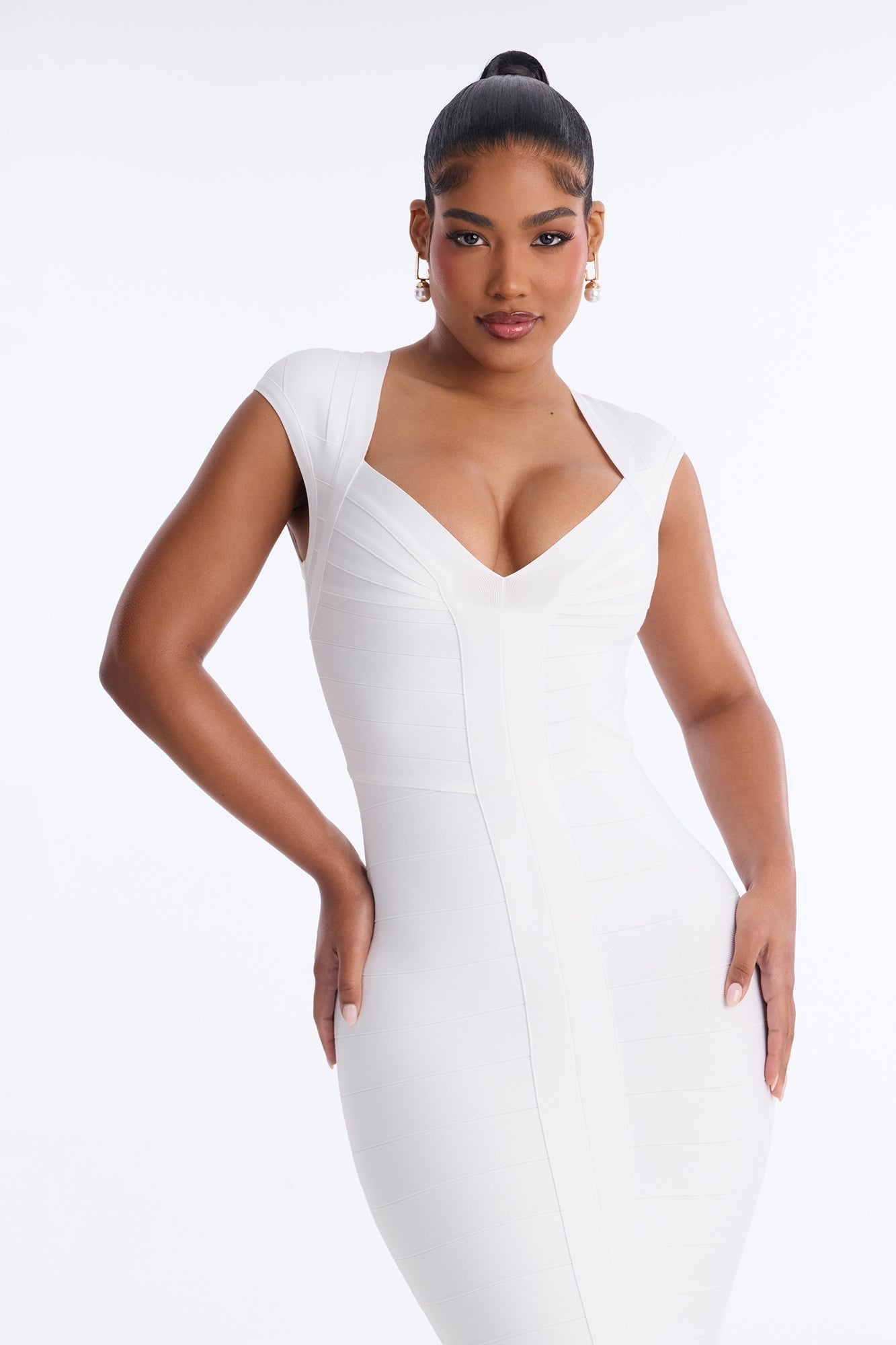 Kenna Bandage Midi Dress - White
