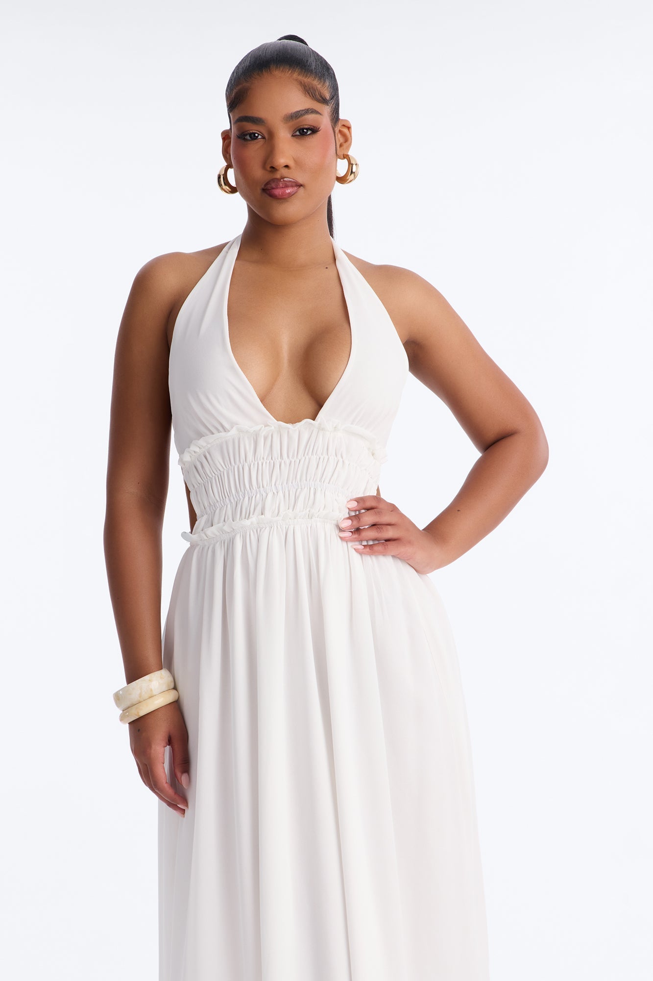 Lauryn Halter Chiffon Maxi Dress - White