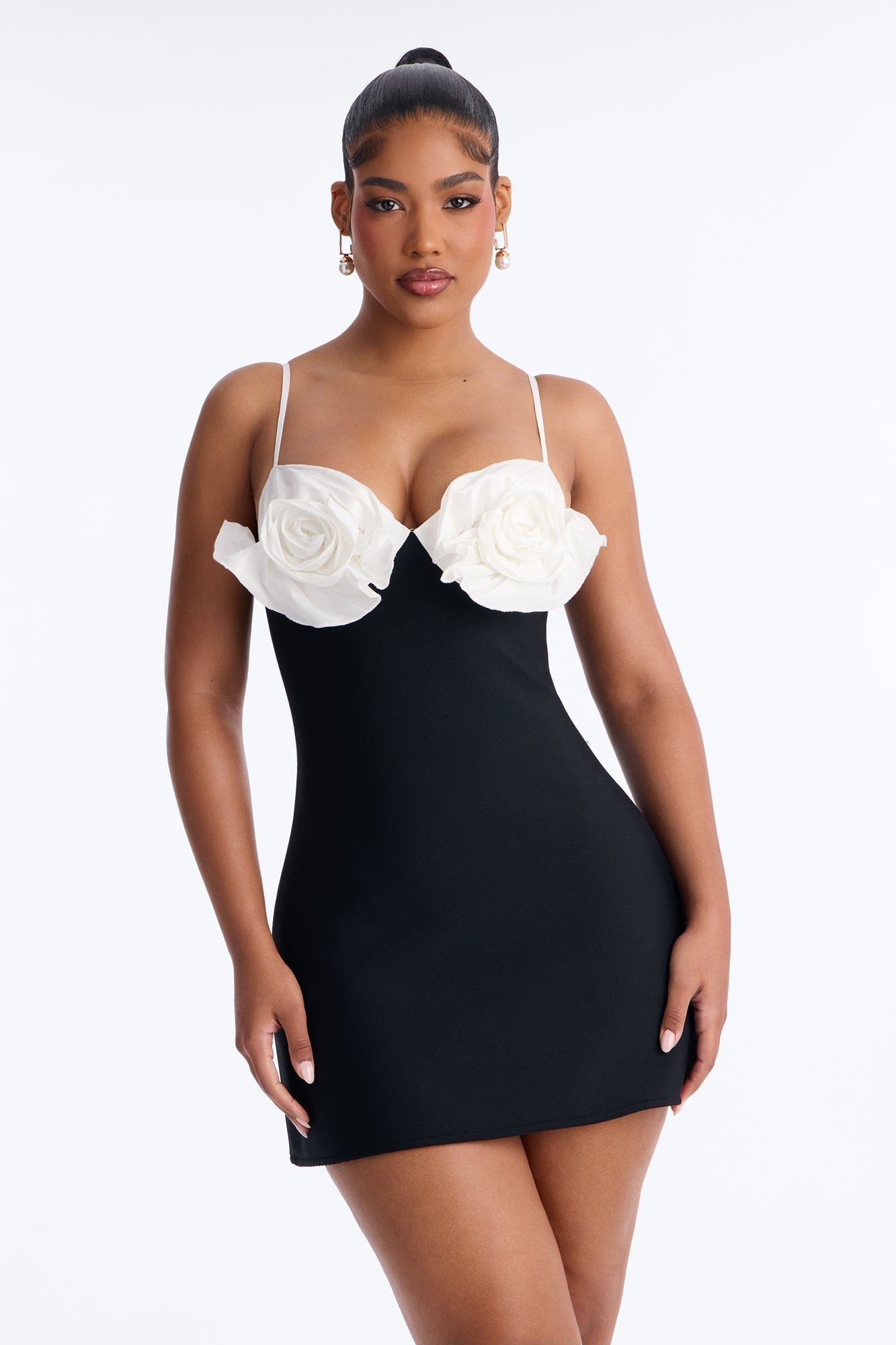 Talia Spaghetti Strap Bandage Mini Dress - Black/White