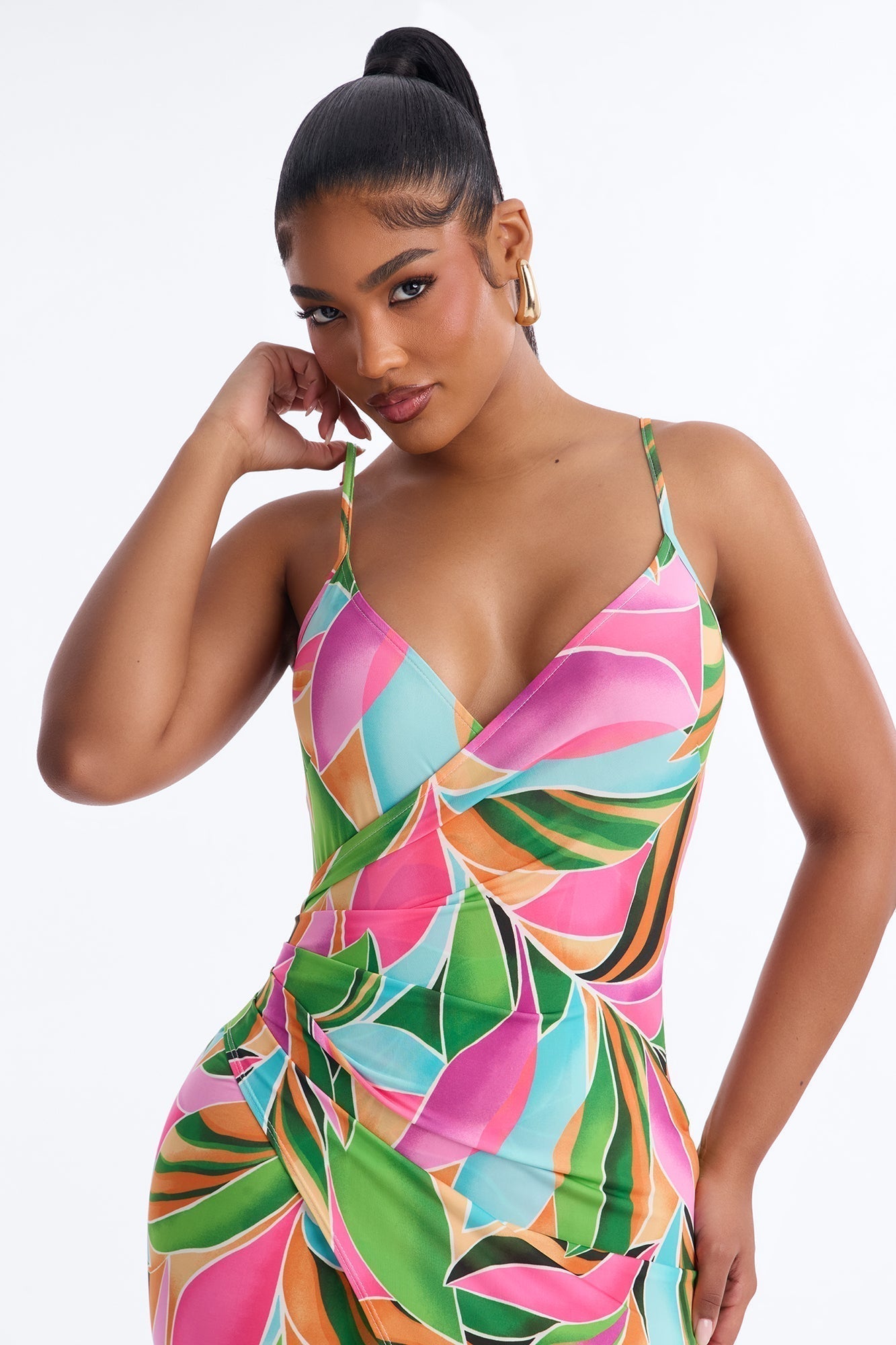 Adria Backless Printed Midi Dress - Multi Color