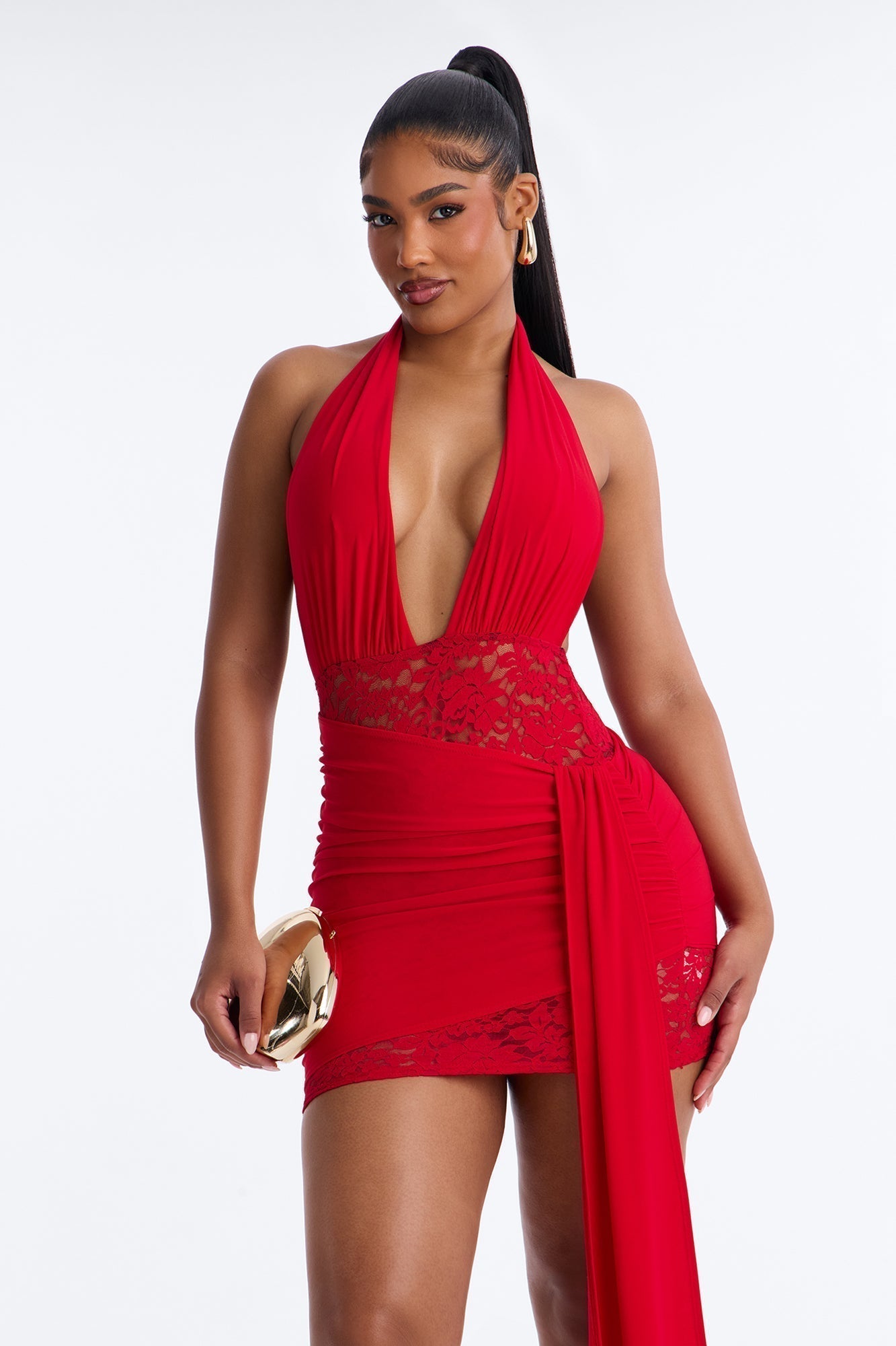 Ensley Halter Mini Dress - Red
