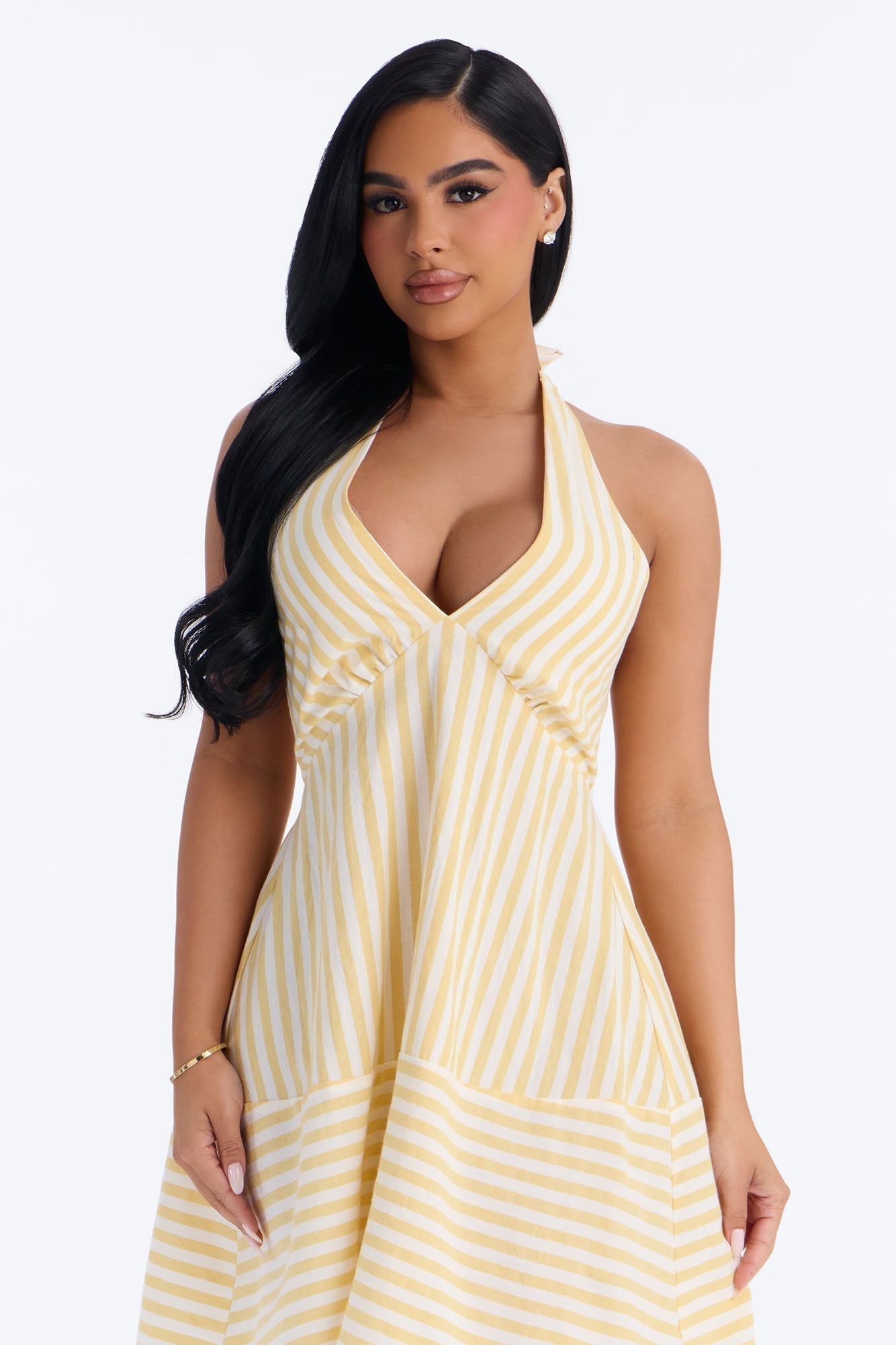 Cordelia Striped Linen Mini Dress - Yellow/combo