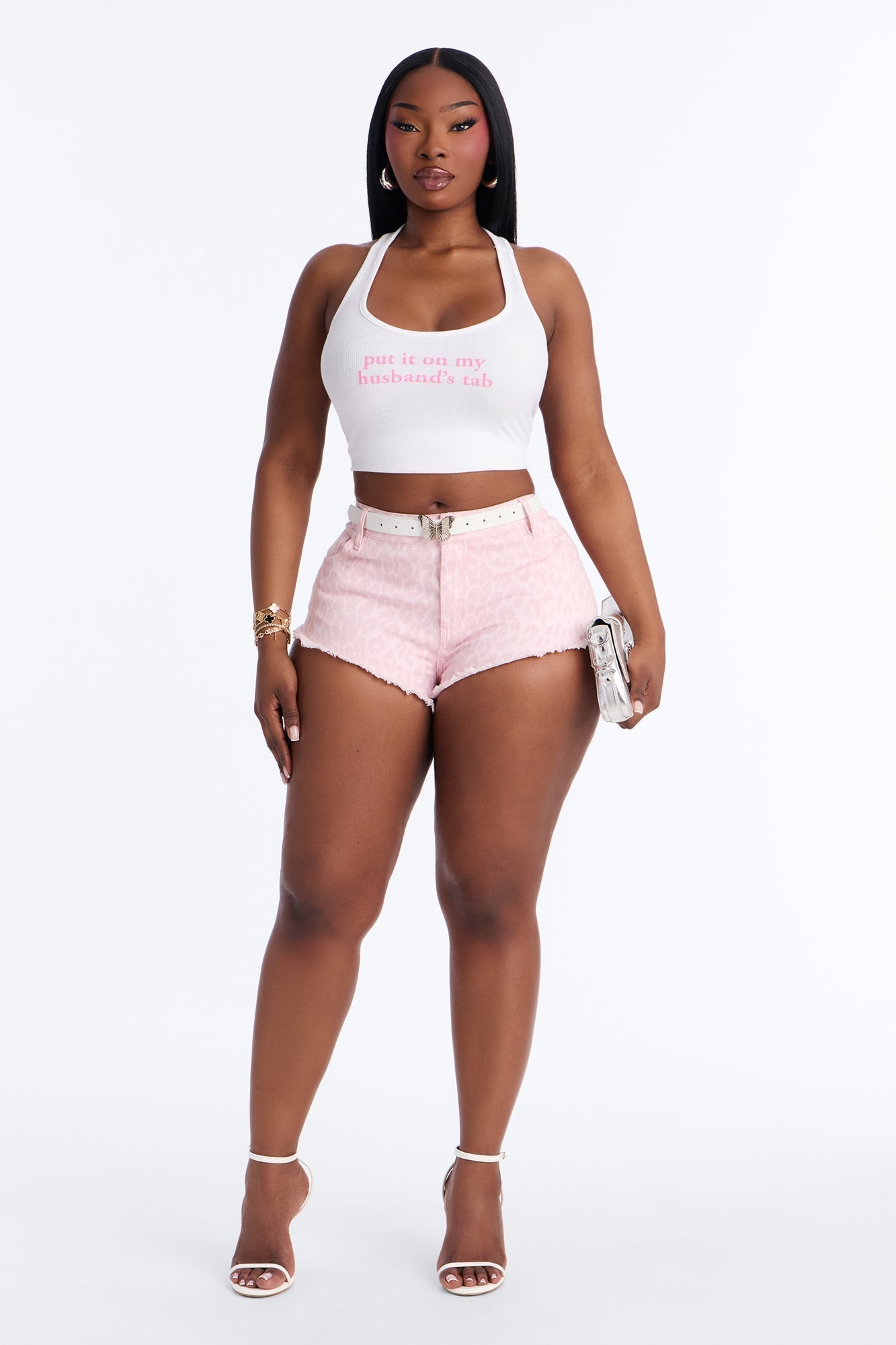 Social Butterfly Belted Leopard Micro Short - Pink