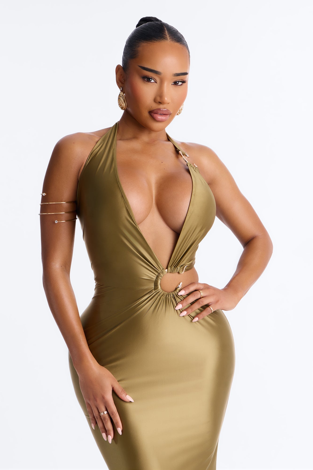 Temptress Sleeveless Maxi Dress - Olive