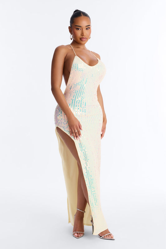 Island Stardust Crochet Maxi Dress - Cream