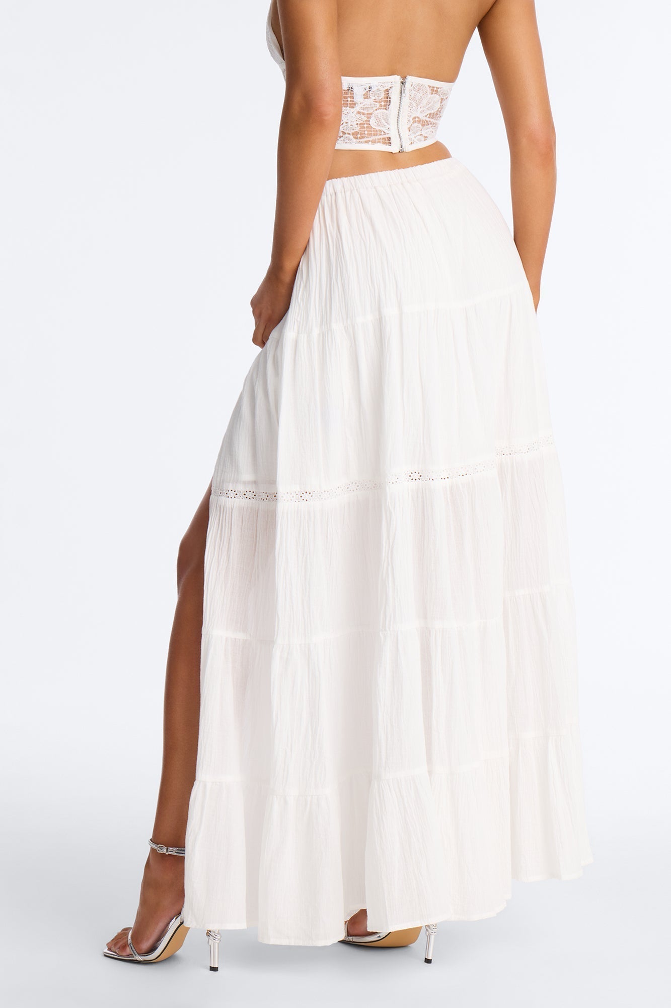 Bohemian Bliss Tiered Gauze Maxi Skirt - White