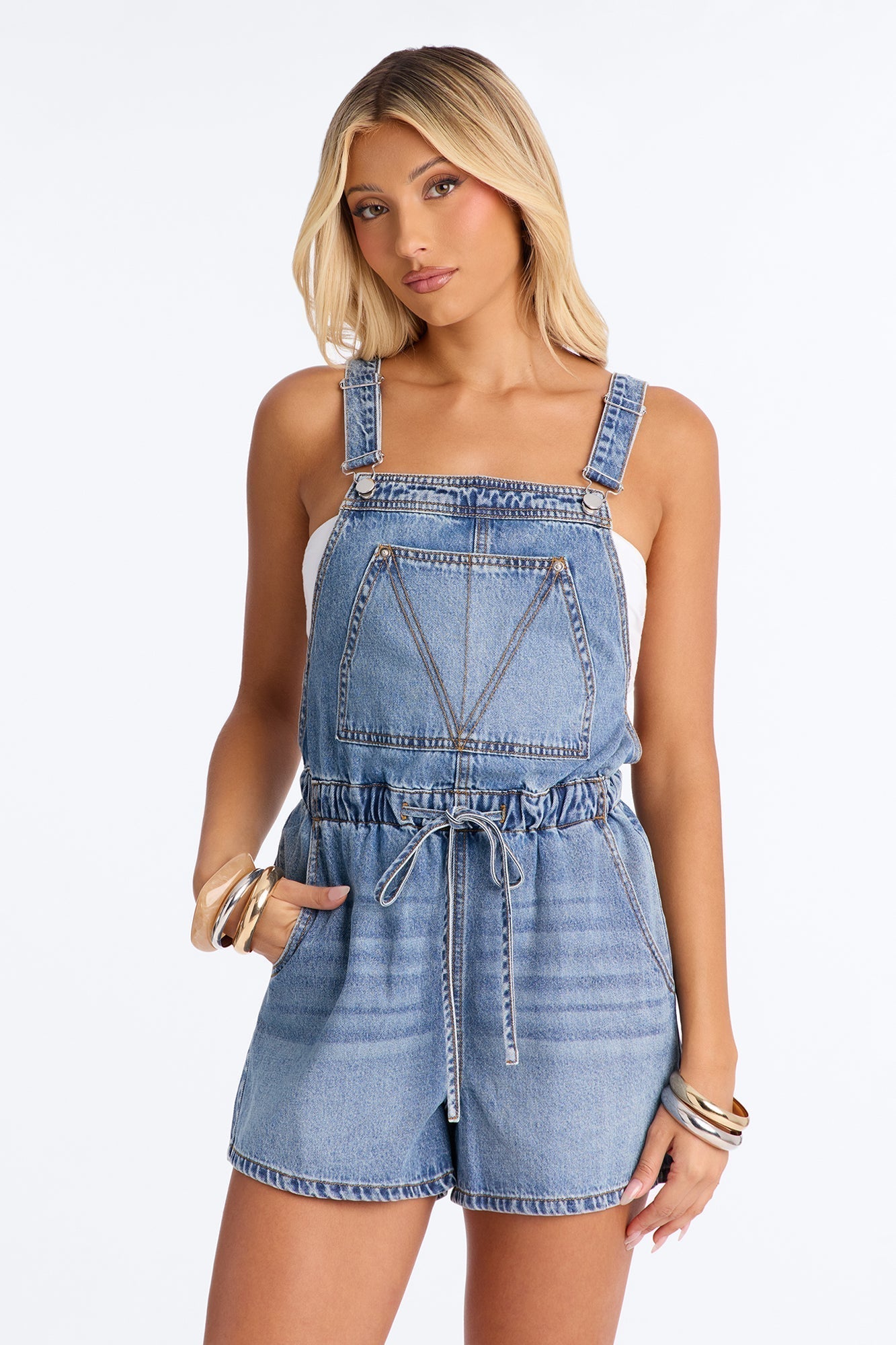 Brooklyn Denim Shortalls - Medium Wash