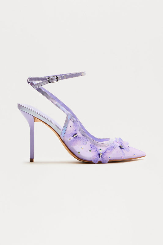 Aries Rhinestone Butterfly Pumps - Lavender
