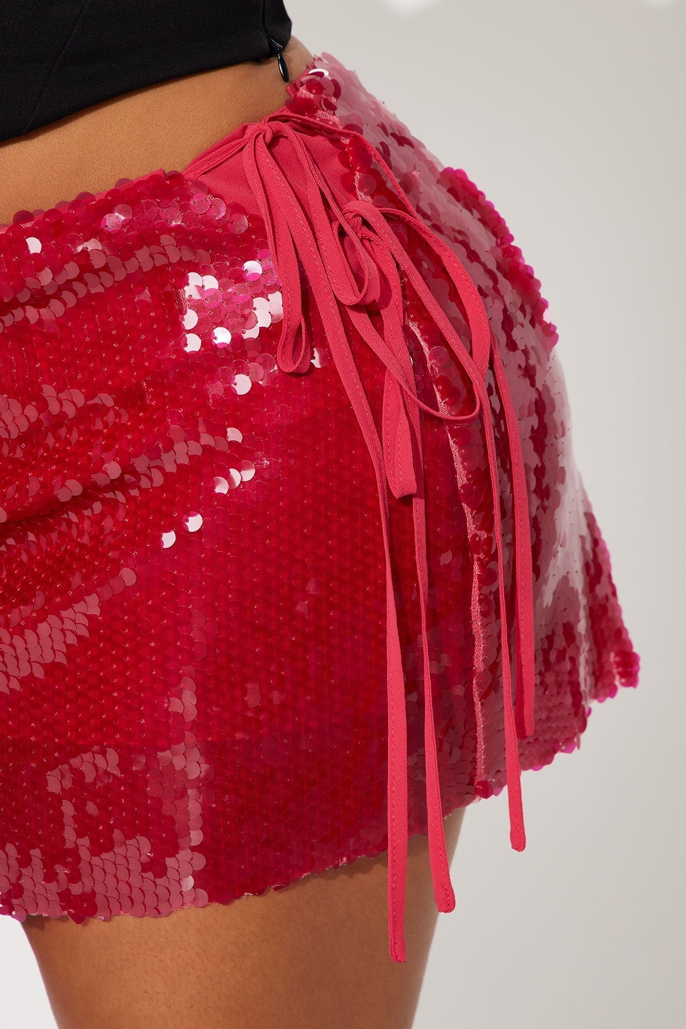 Cara Sequin Low Rise Micro Mini Skirt - Magenta
