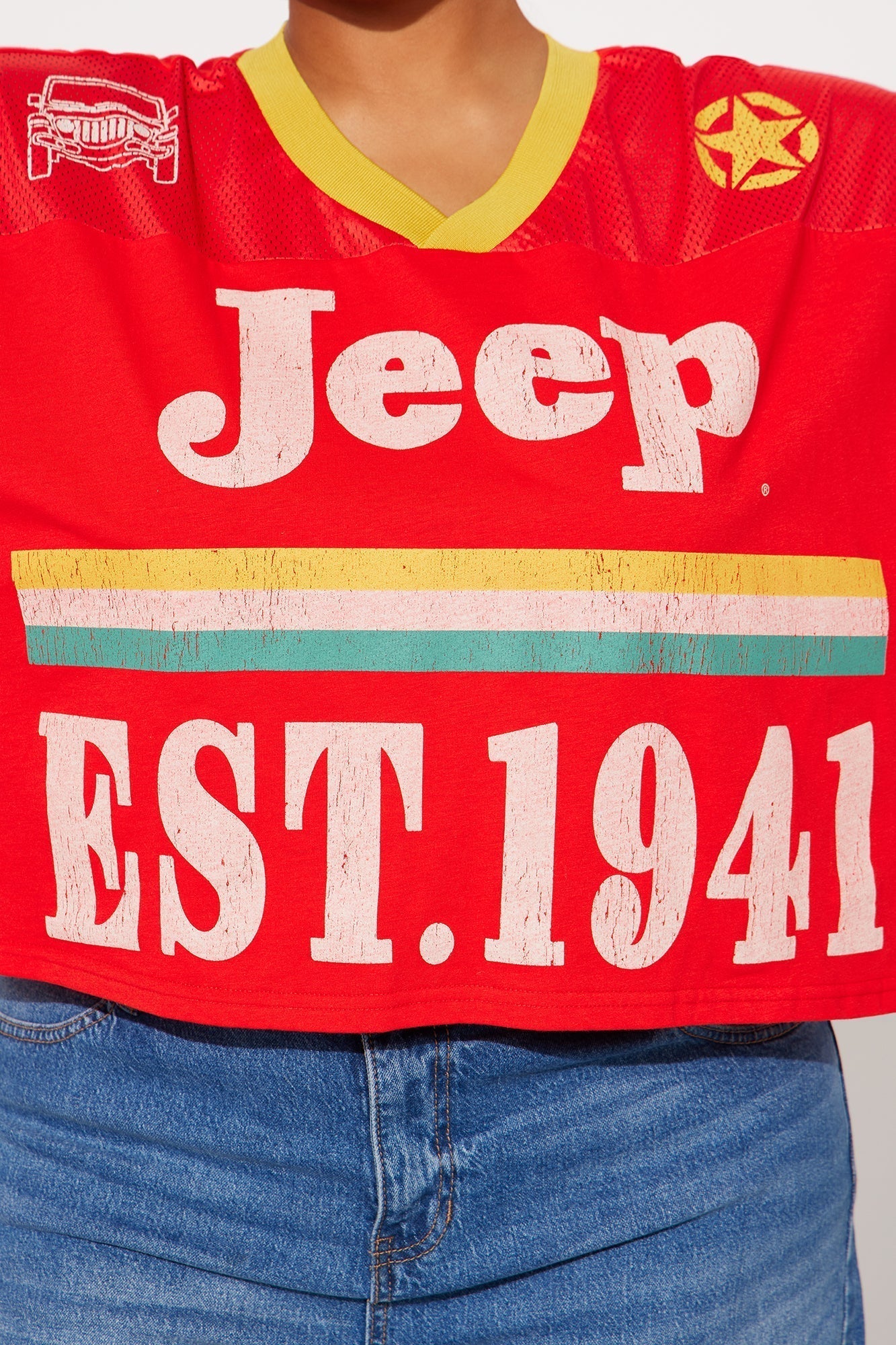 Jeep Est. 1941 Cropped Jersey Tee - Red