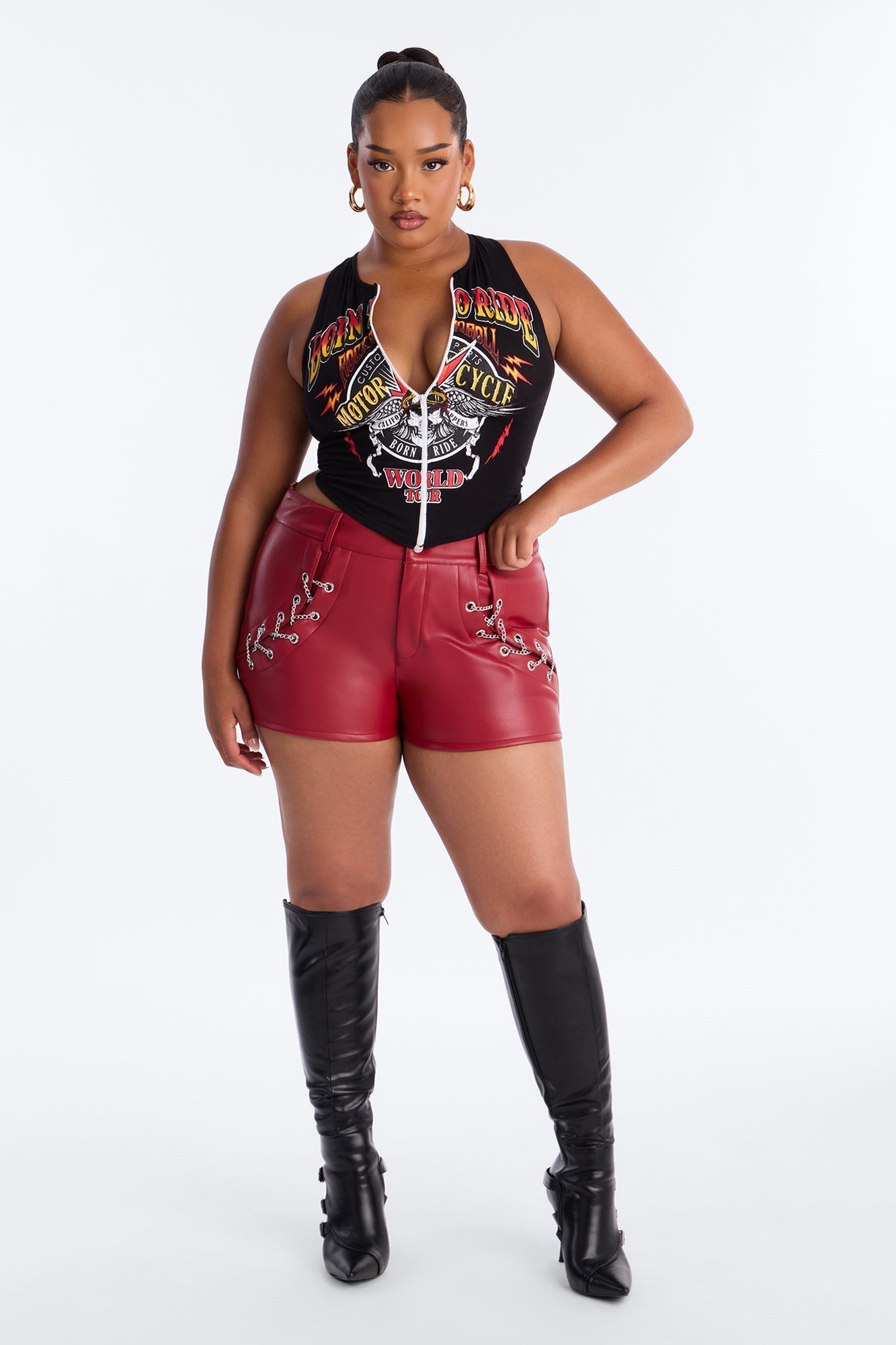 Seek And Destroy Faux Leather Short - Red