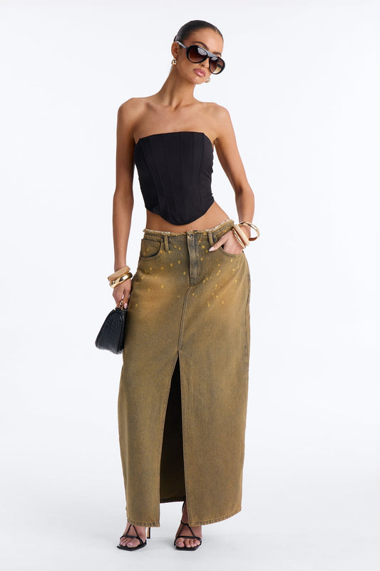 The Baddest Around Vintage Wash Denim Maxi Skirt - Vintage Wash