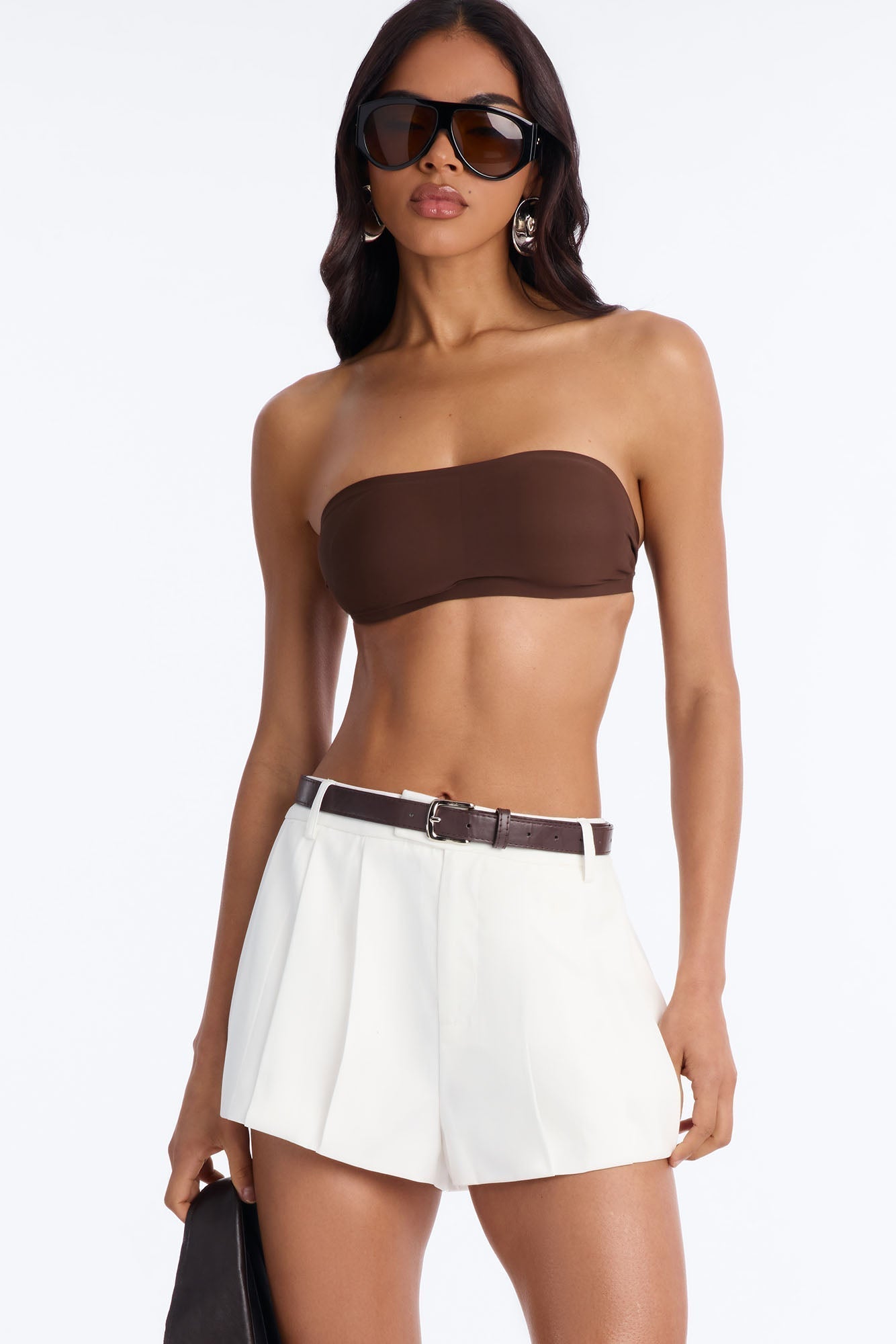 Rubi Belted Bubble Hem Micro Short - Ivory