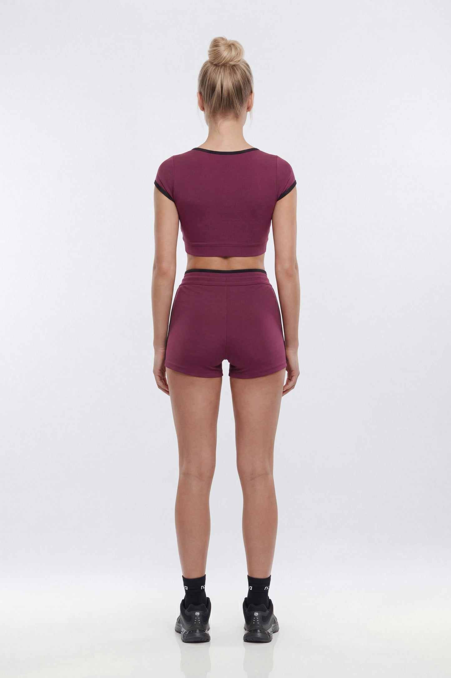 ProStretch™ 4″ Contrast Trim High Rise Biker Short - Merlot