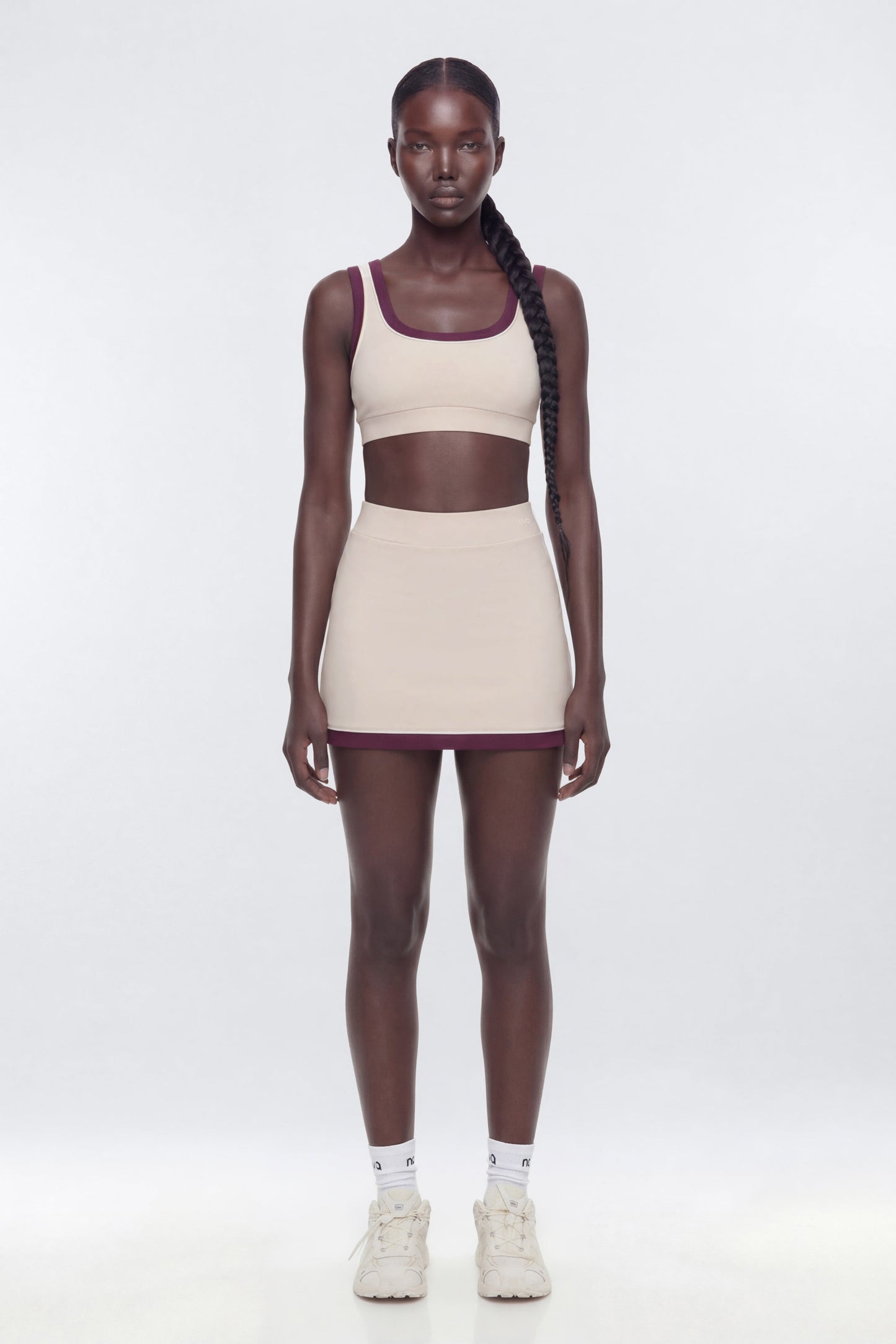 ButterSoft™ Contrast Trim Sports Skort - Oat Milk