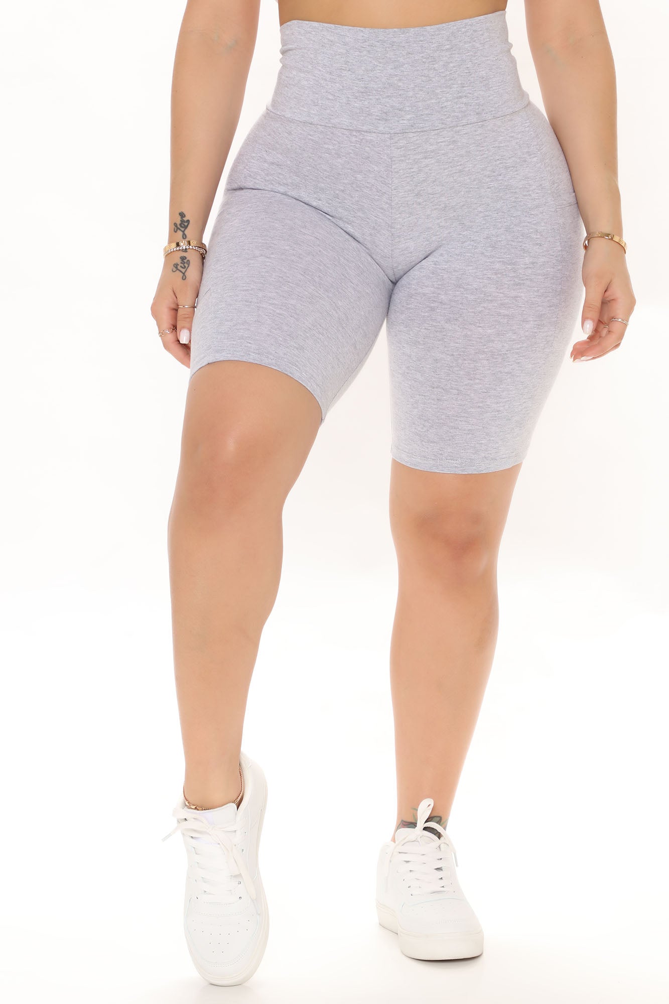 Keeping Up Biker Short - Heather Grey