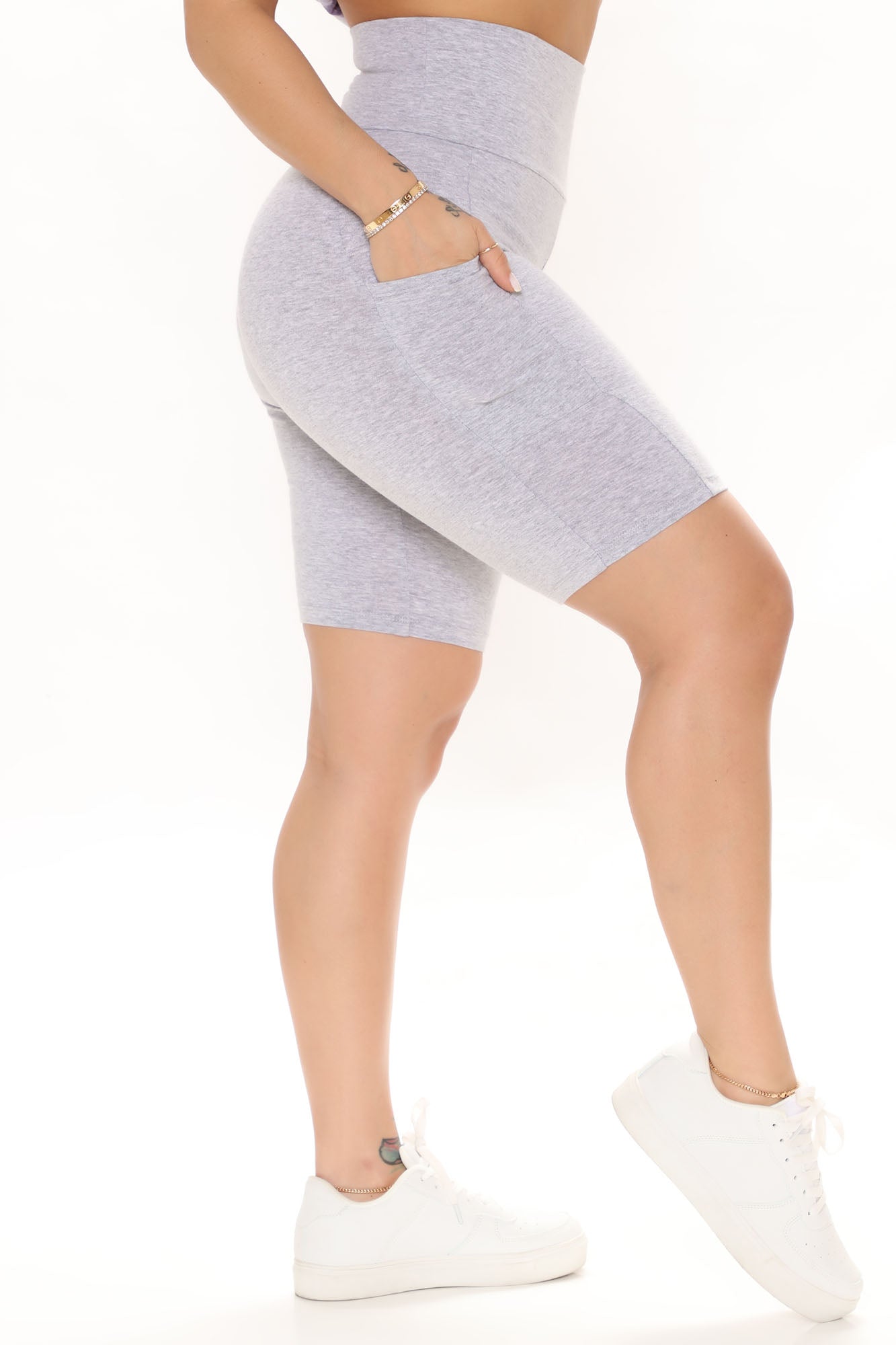 Keeping Up Biker Short - Heather Grey