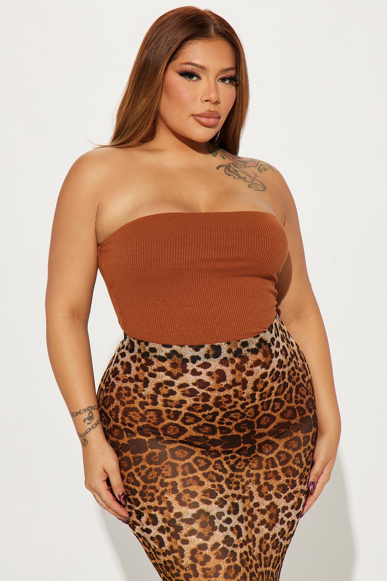 Demi Double Lined Tube Bodysuit - Mocha