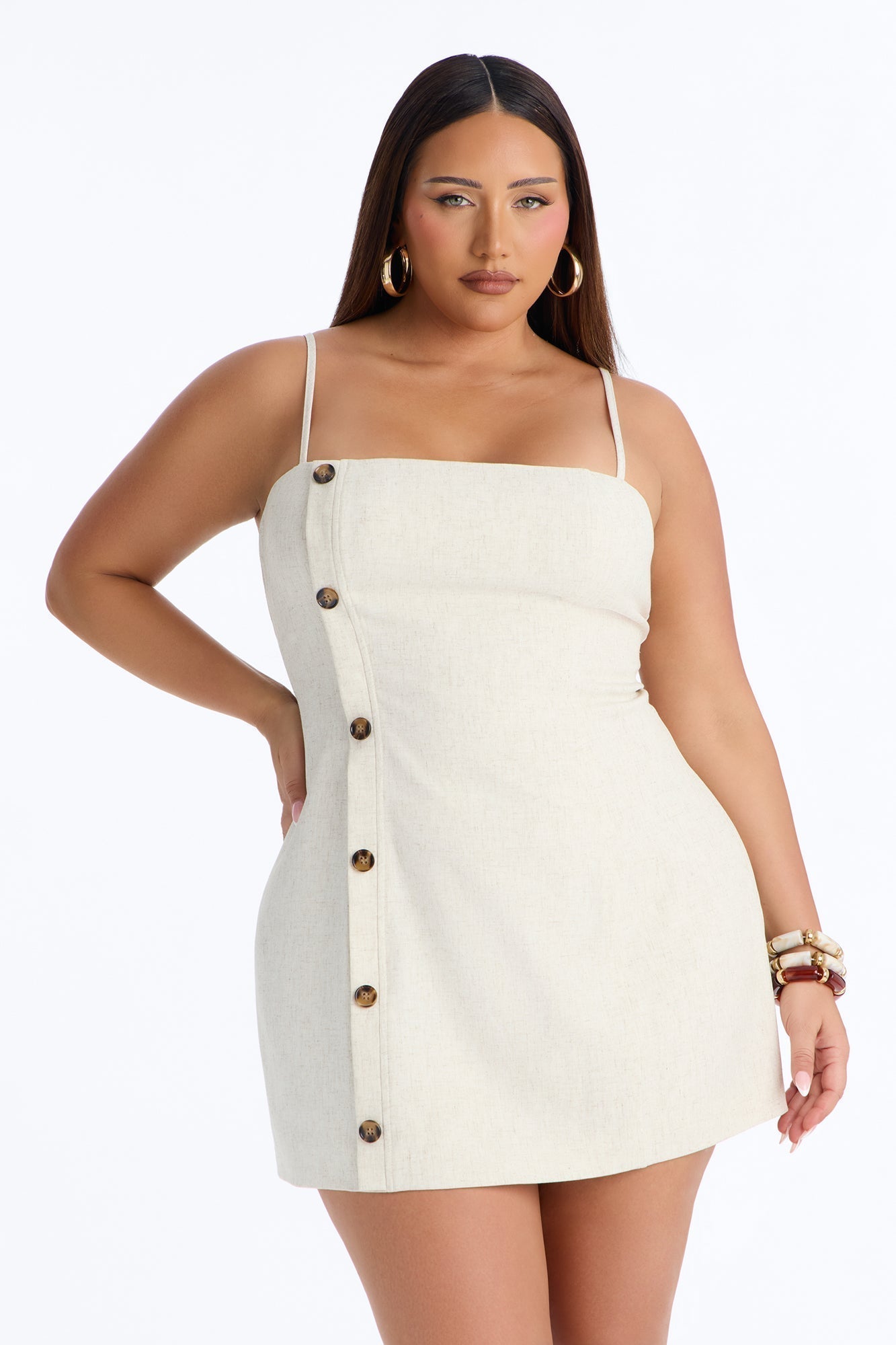 Leah Linen Mini Dress - Cream