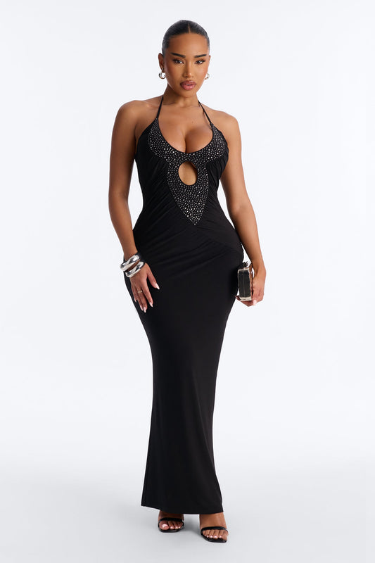 Kalena Embellished Maxi Dress - Black