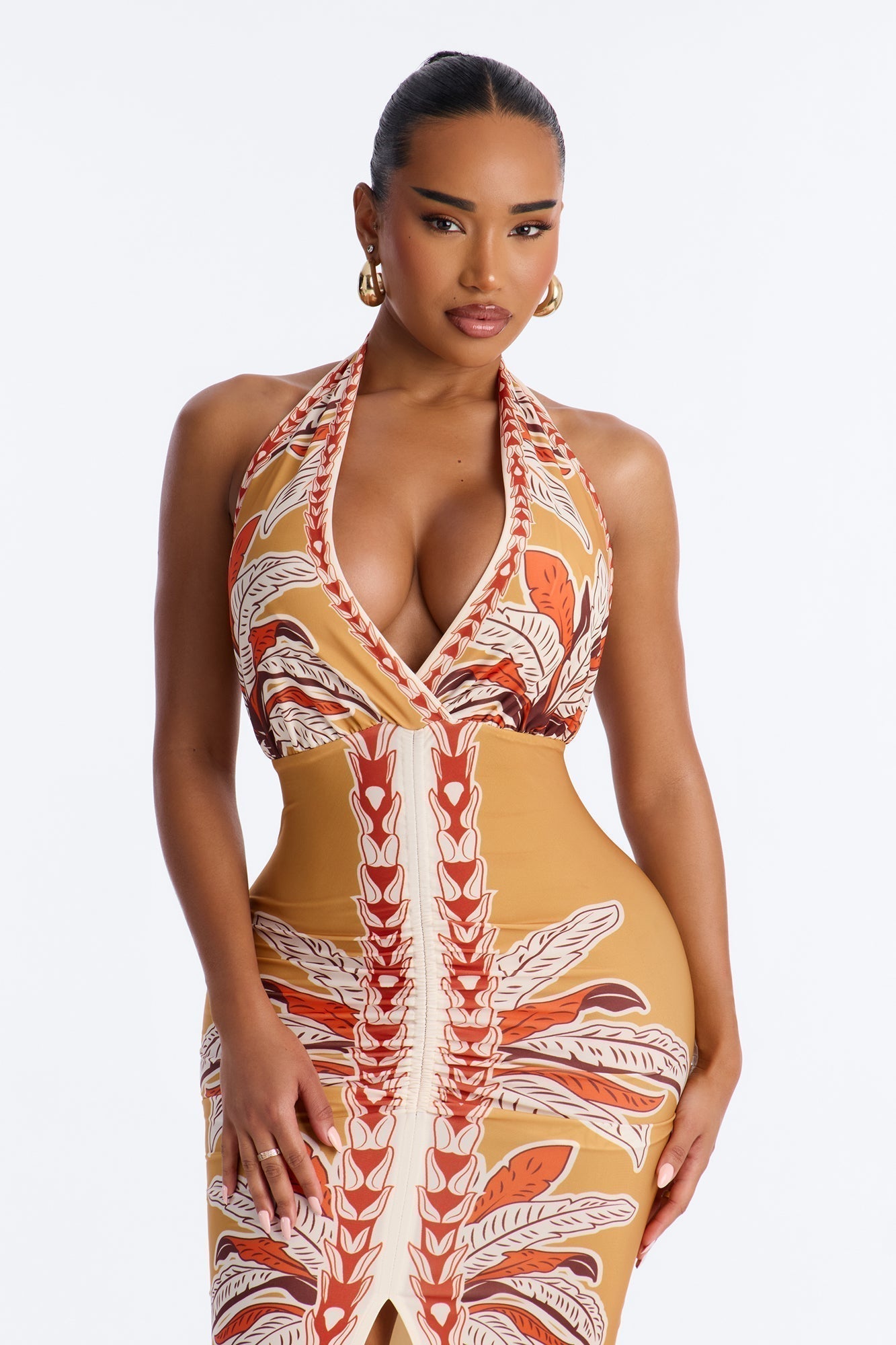 Anita Halter Midi Dress - Orange/combo