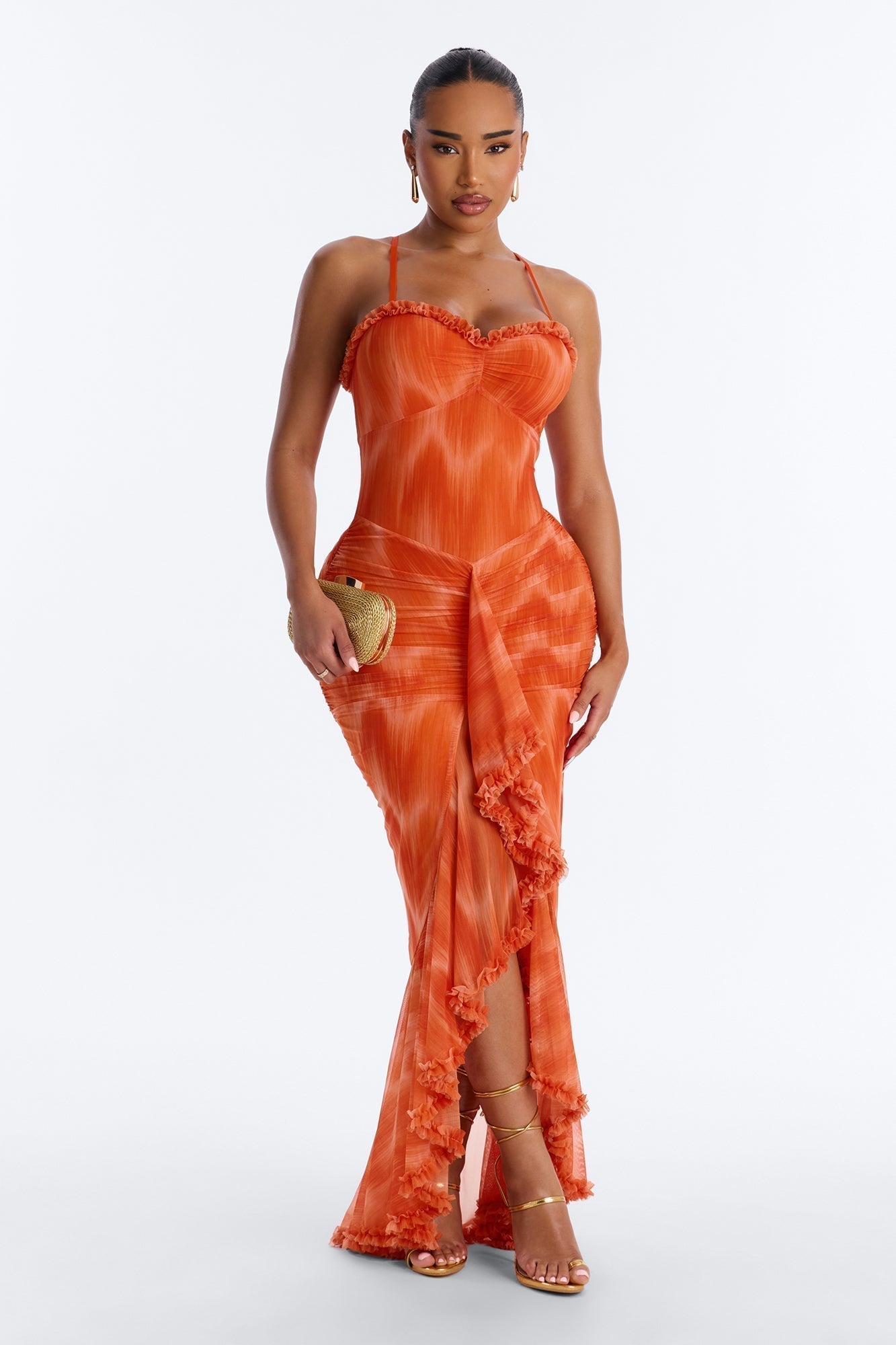 Summer Lover Mesh Maxi Dress - Orange/combo