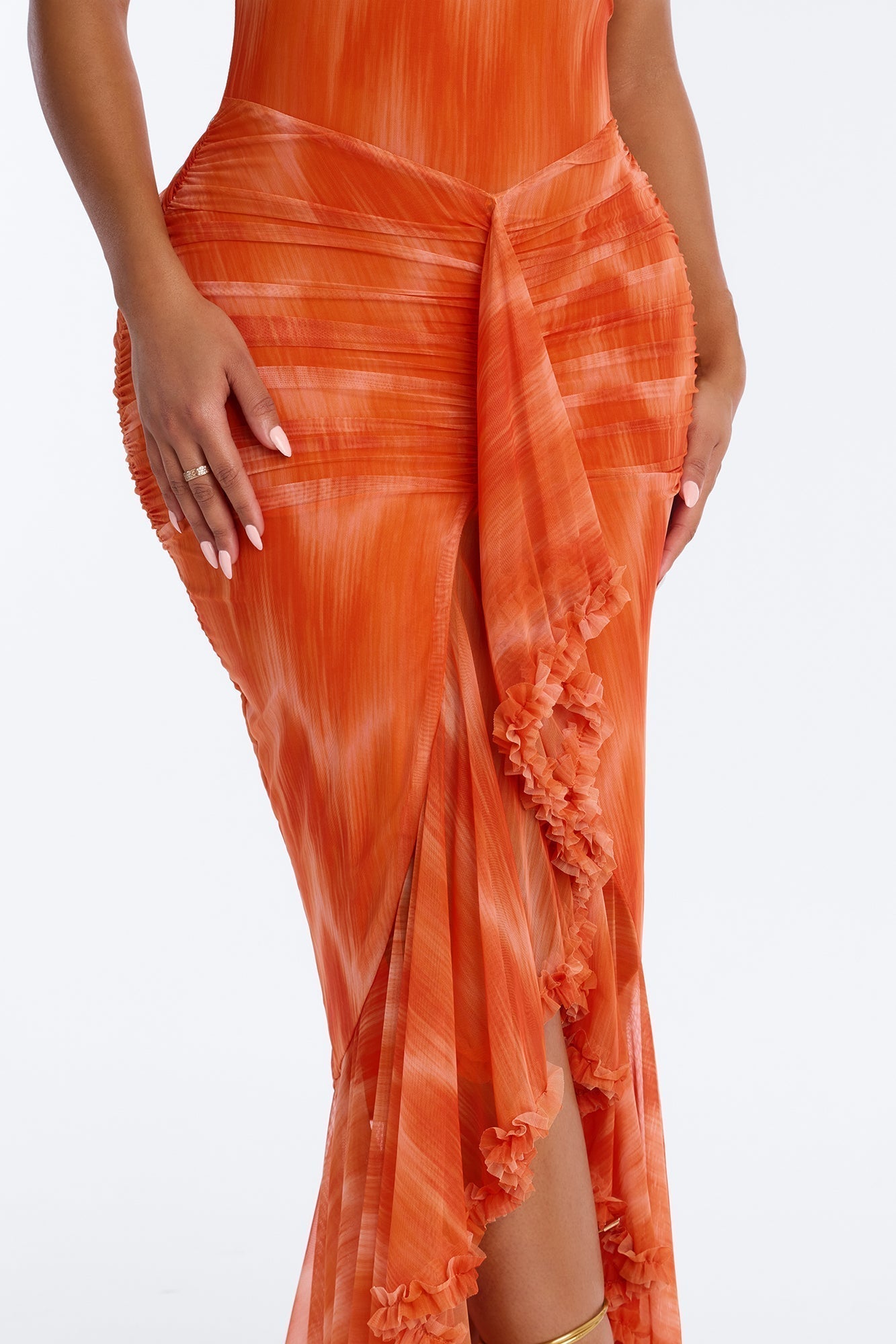 Summer Lover Mesh Maxi Dress - Orange/combo