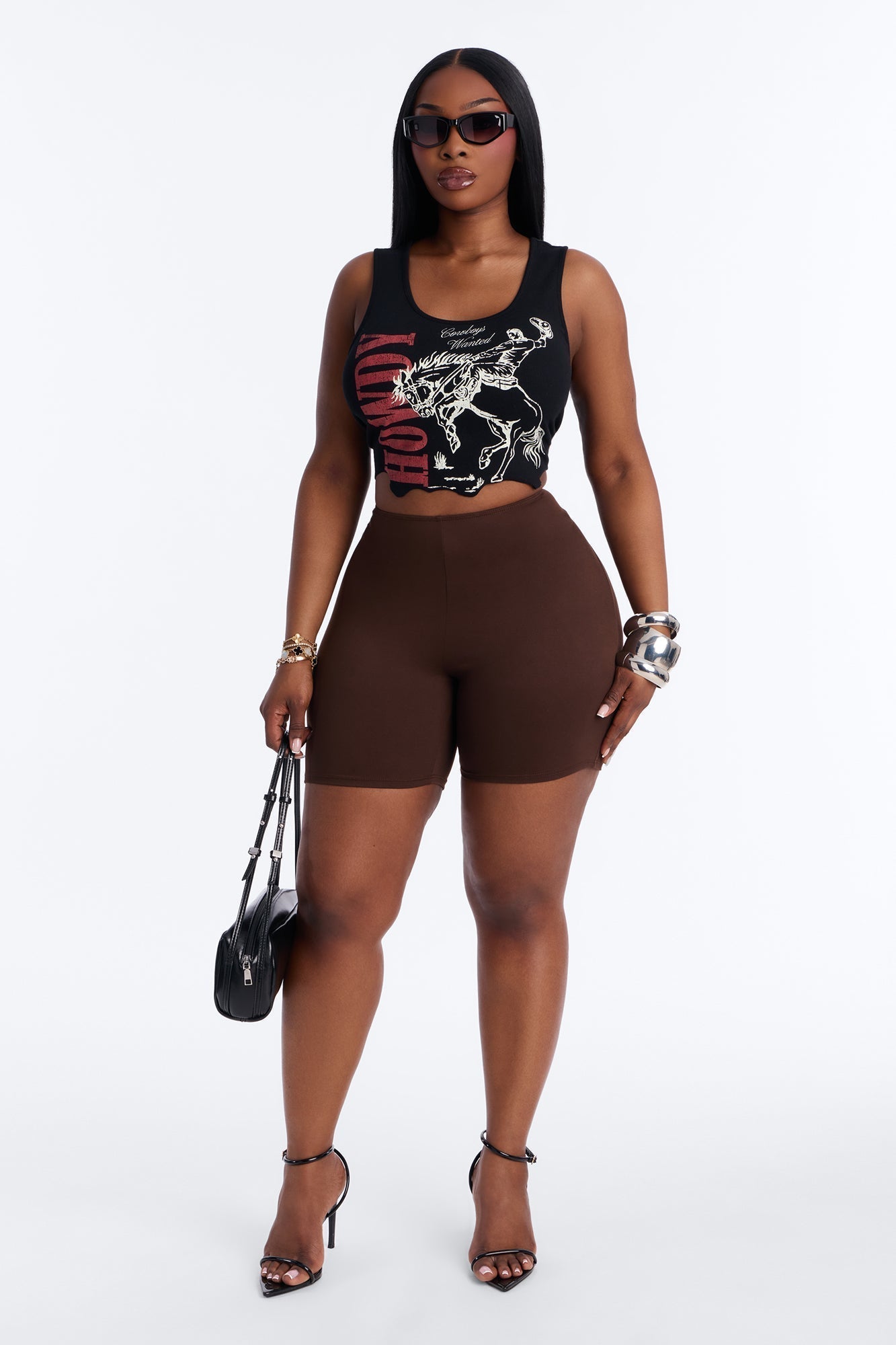 Feeling Cheeky Mid Rise Ruched Butt Biker Short 6″ - Chocolate