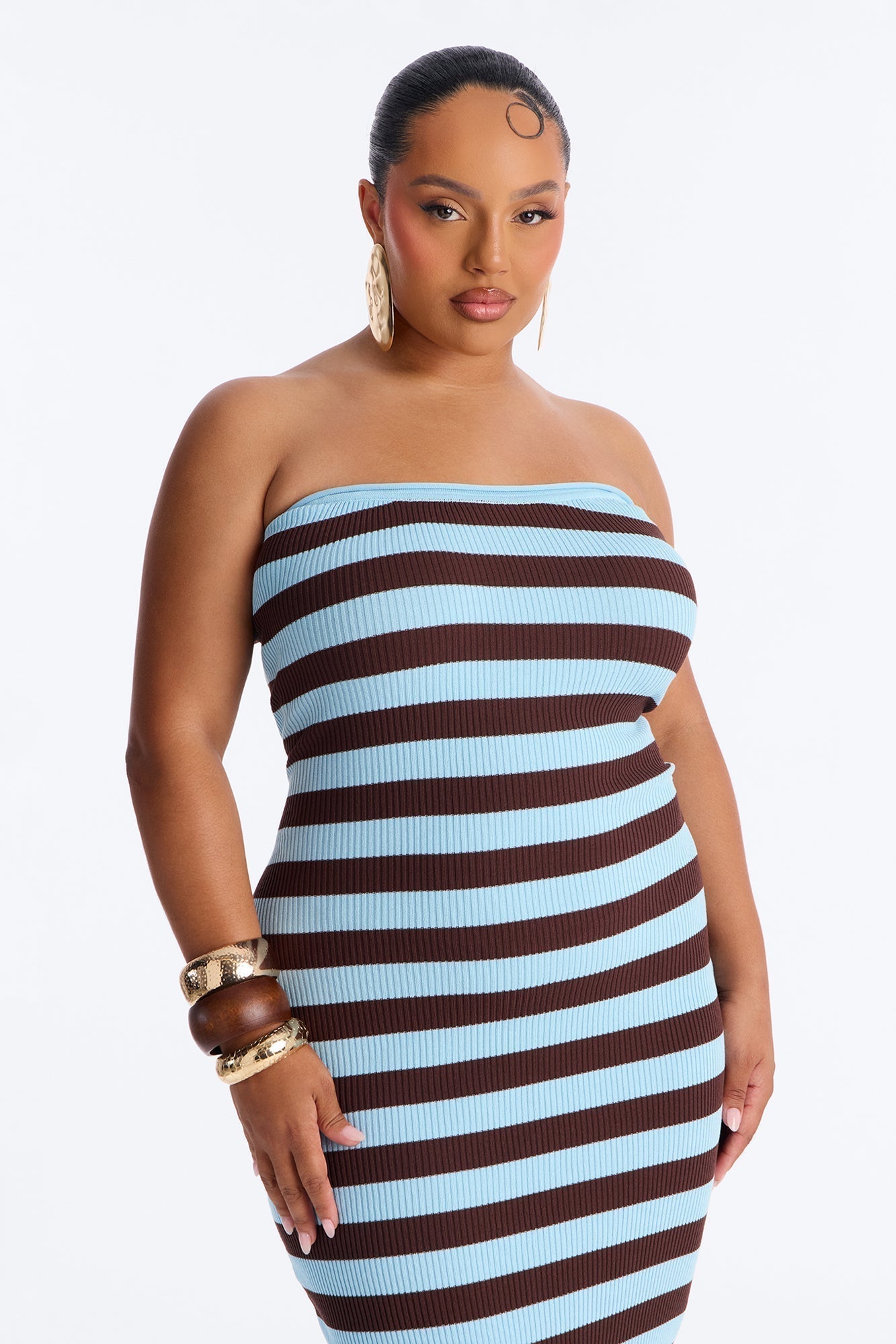 Alessi Striped Sweater Midi Dress - Blue/combo