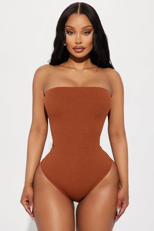 Demi Double Lined Tube Bodysuit - Mocha