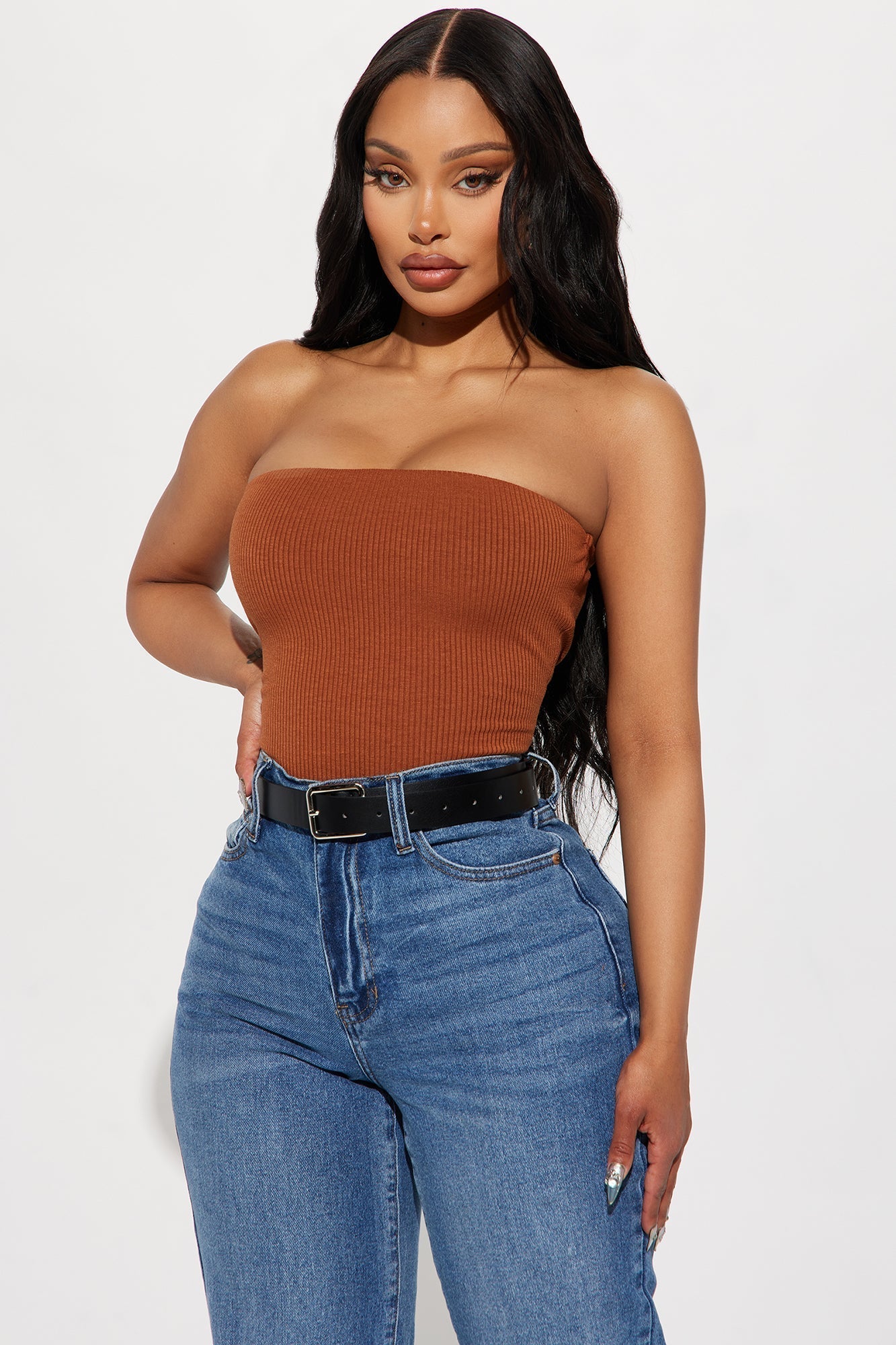 Demi Double Lined Tube Bodysuit - Mocha