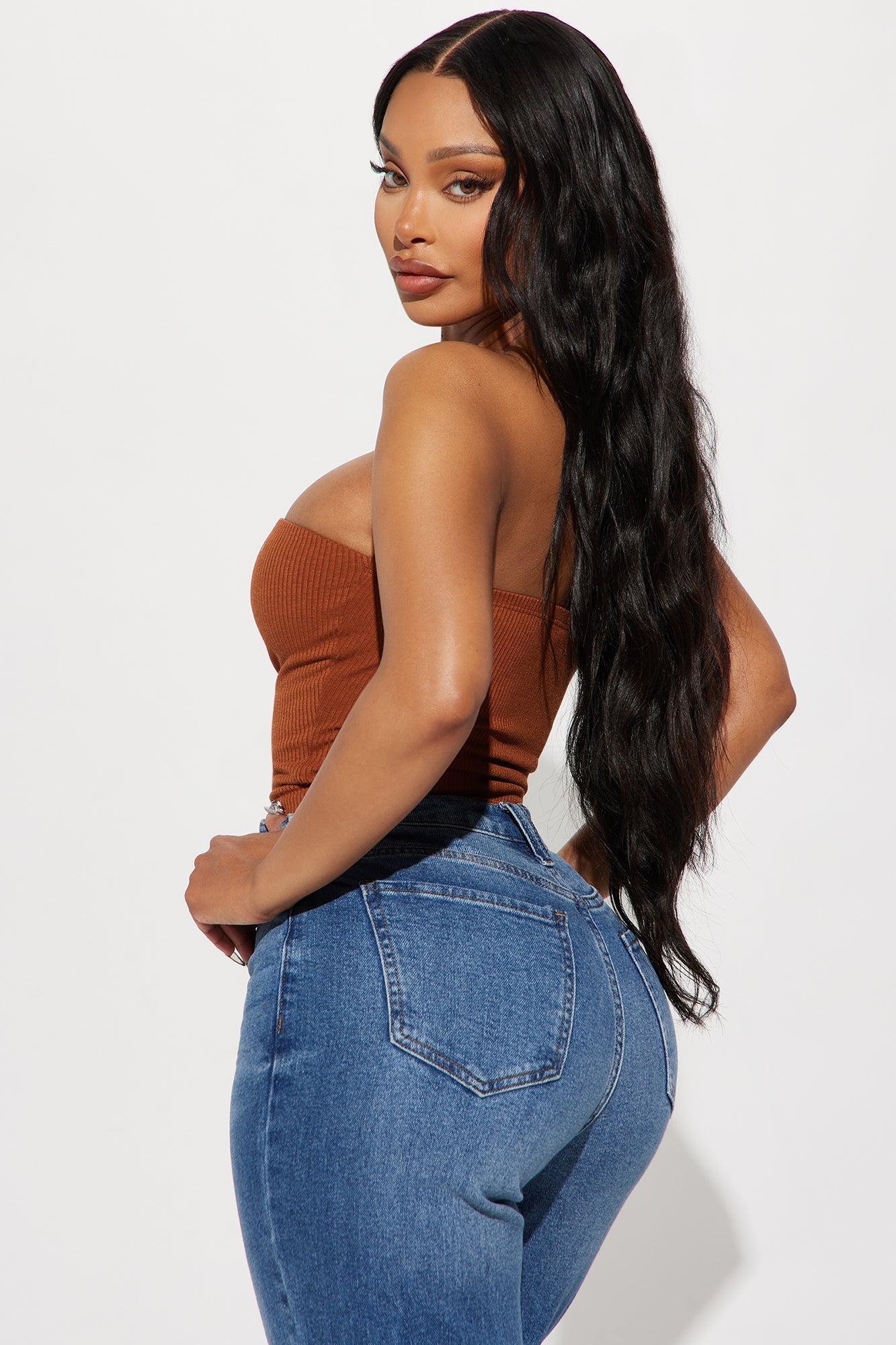 Demi Double Lined Tube Bodysuit - Mocha