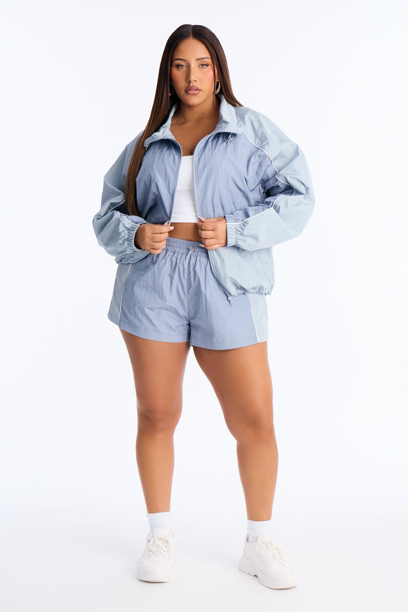 End Game Windbreaker Mid Rise Short 1.5″ - Blue/combo