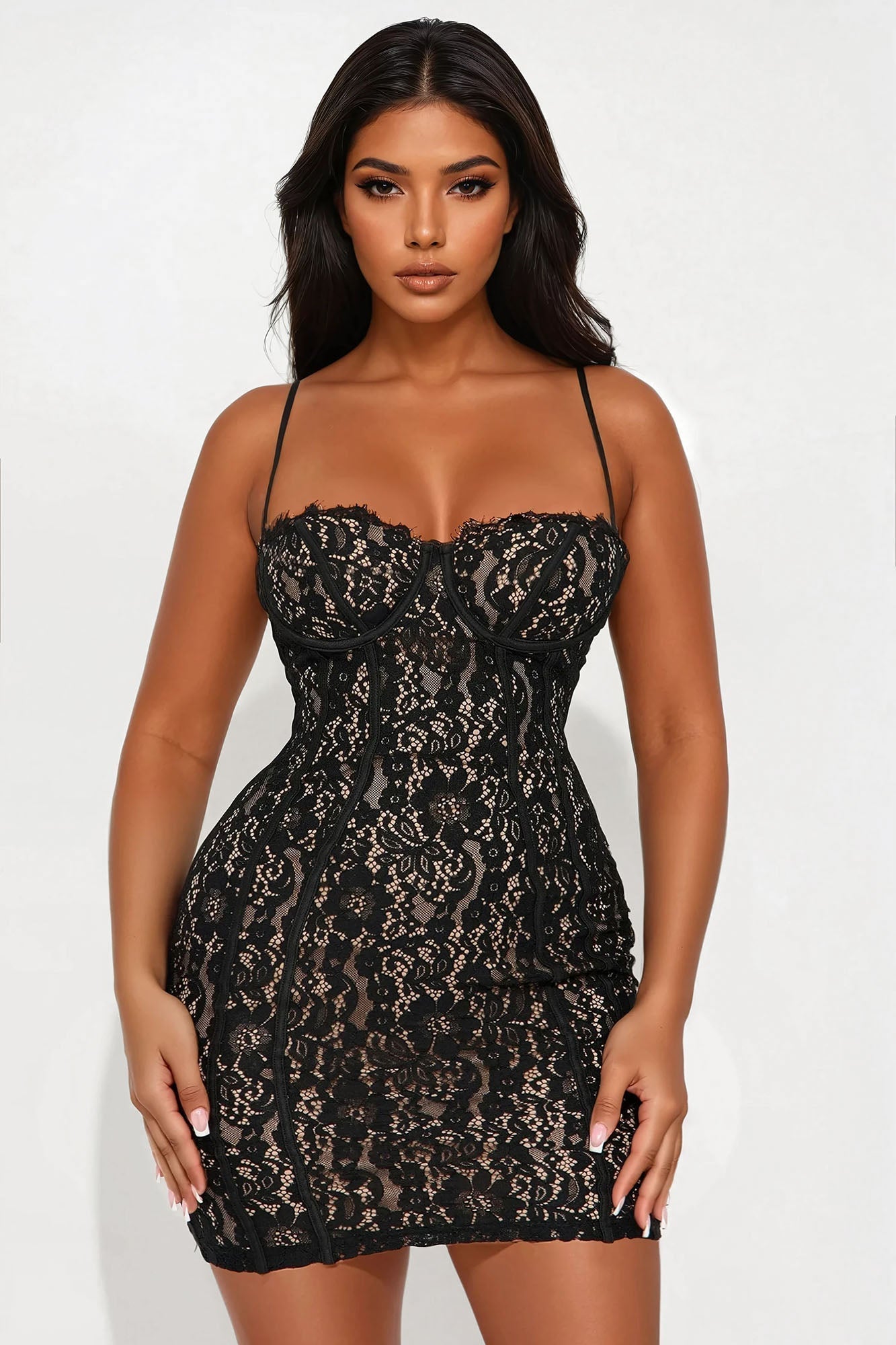 Tall All In Love Lace Mini Dress - Black