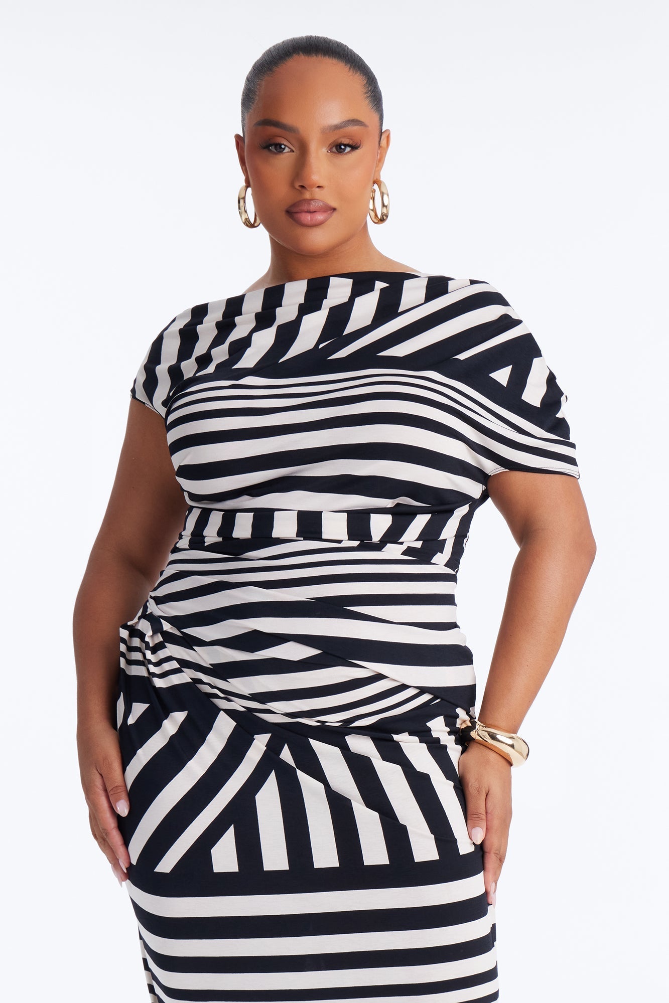 Checked In Maxi Dress - Black/White