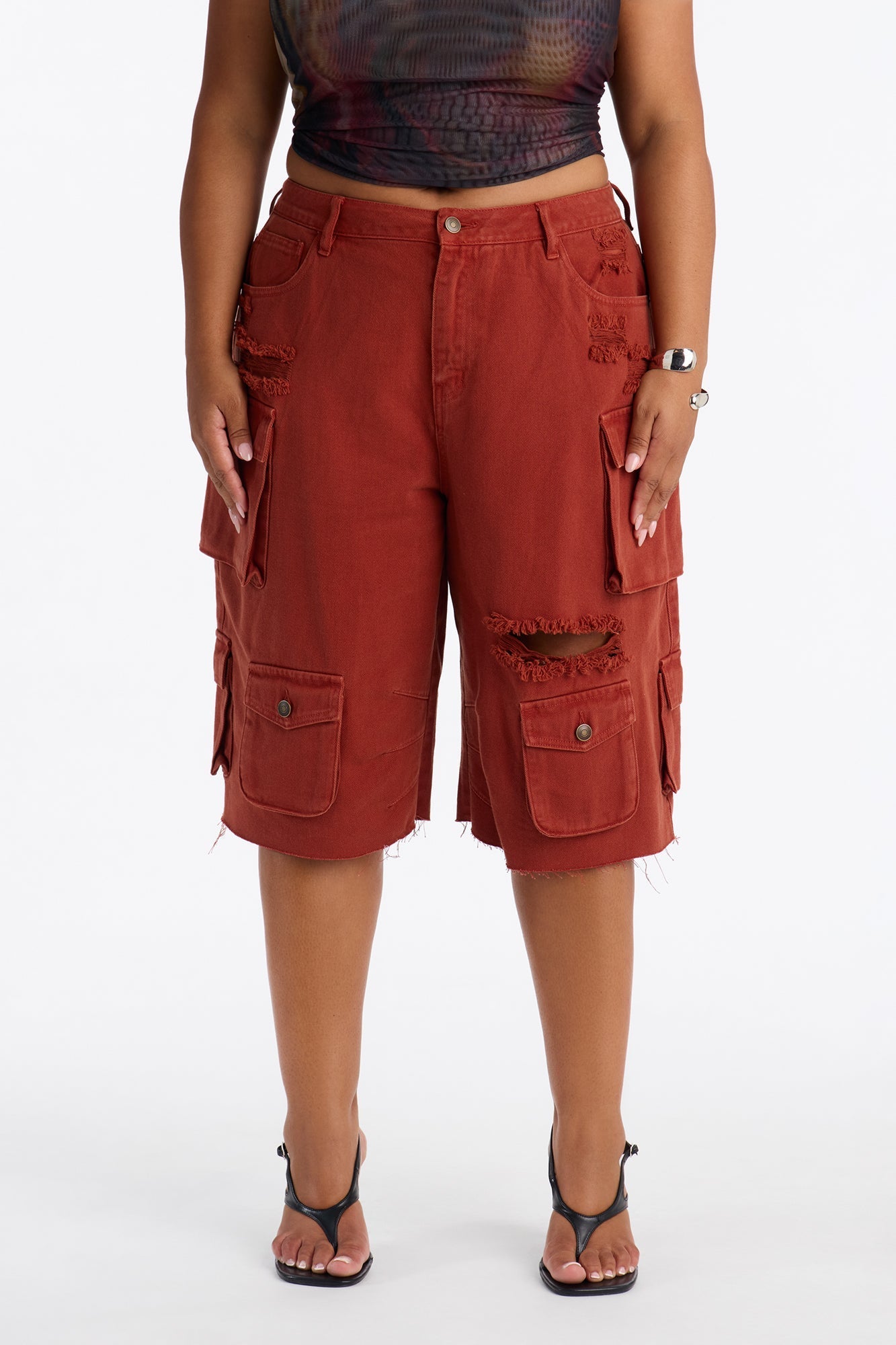 Don't Make Me Wait Cargo Bermuda Short - Rust