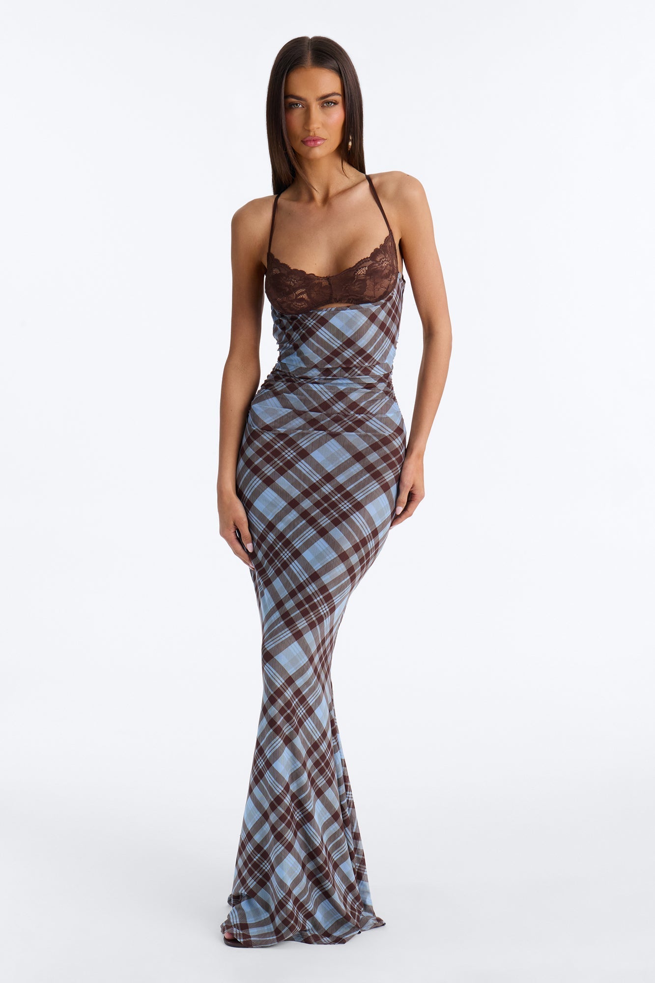 Photo Op Mesh Maxi Dress - Blue/combo