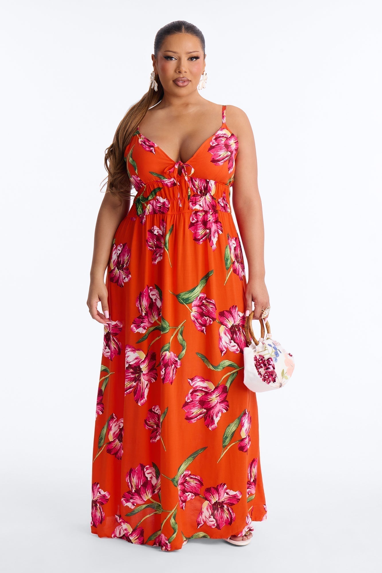 Posie Printed Flowy Maxi Dress - Red/combo